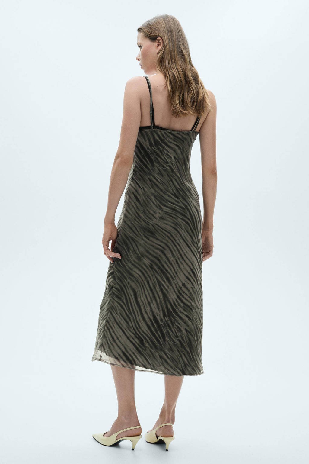 Mango jurk met zebraprint olijfgroen/zwart wehkamp