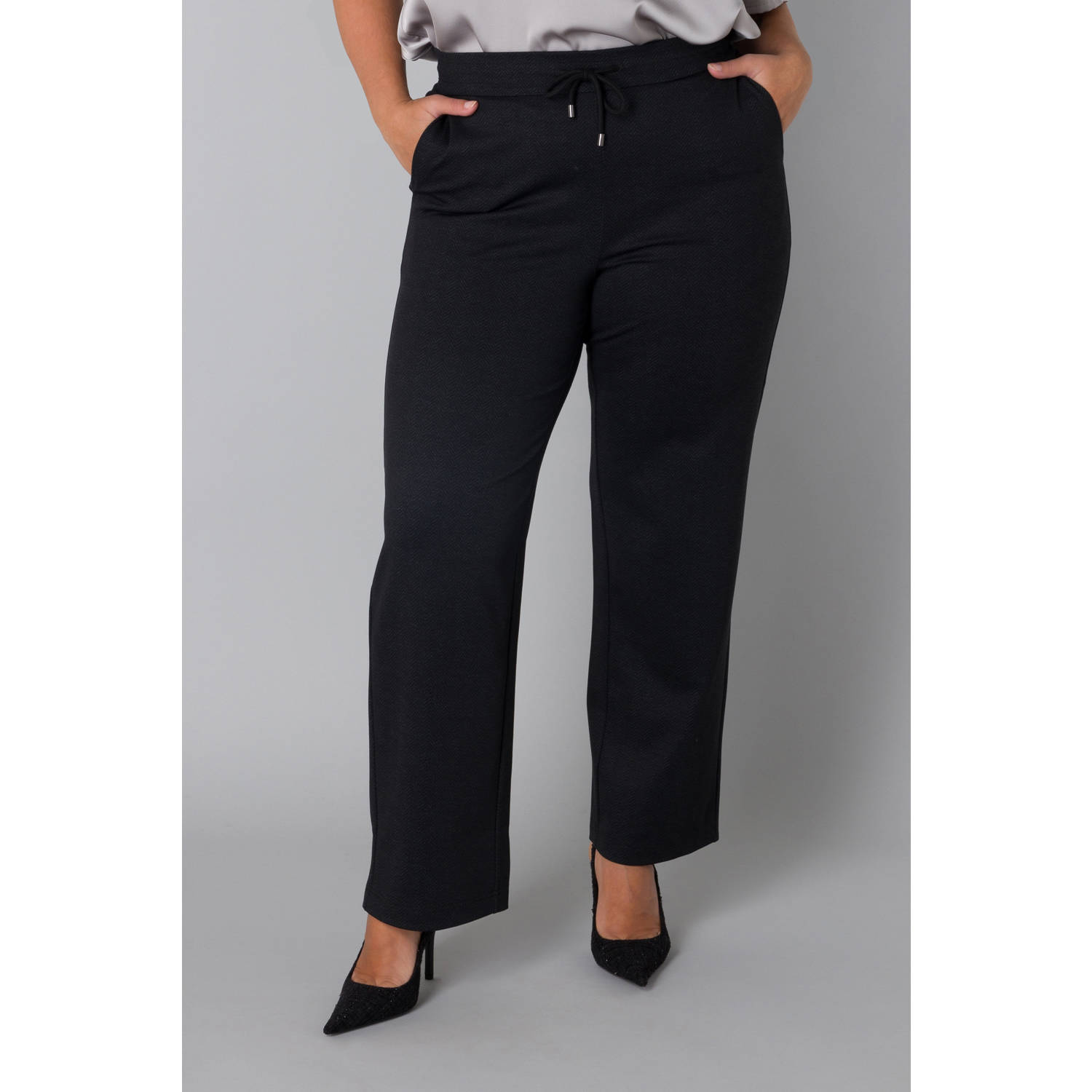 Yesta cropped high waist broek antraciet