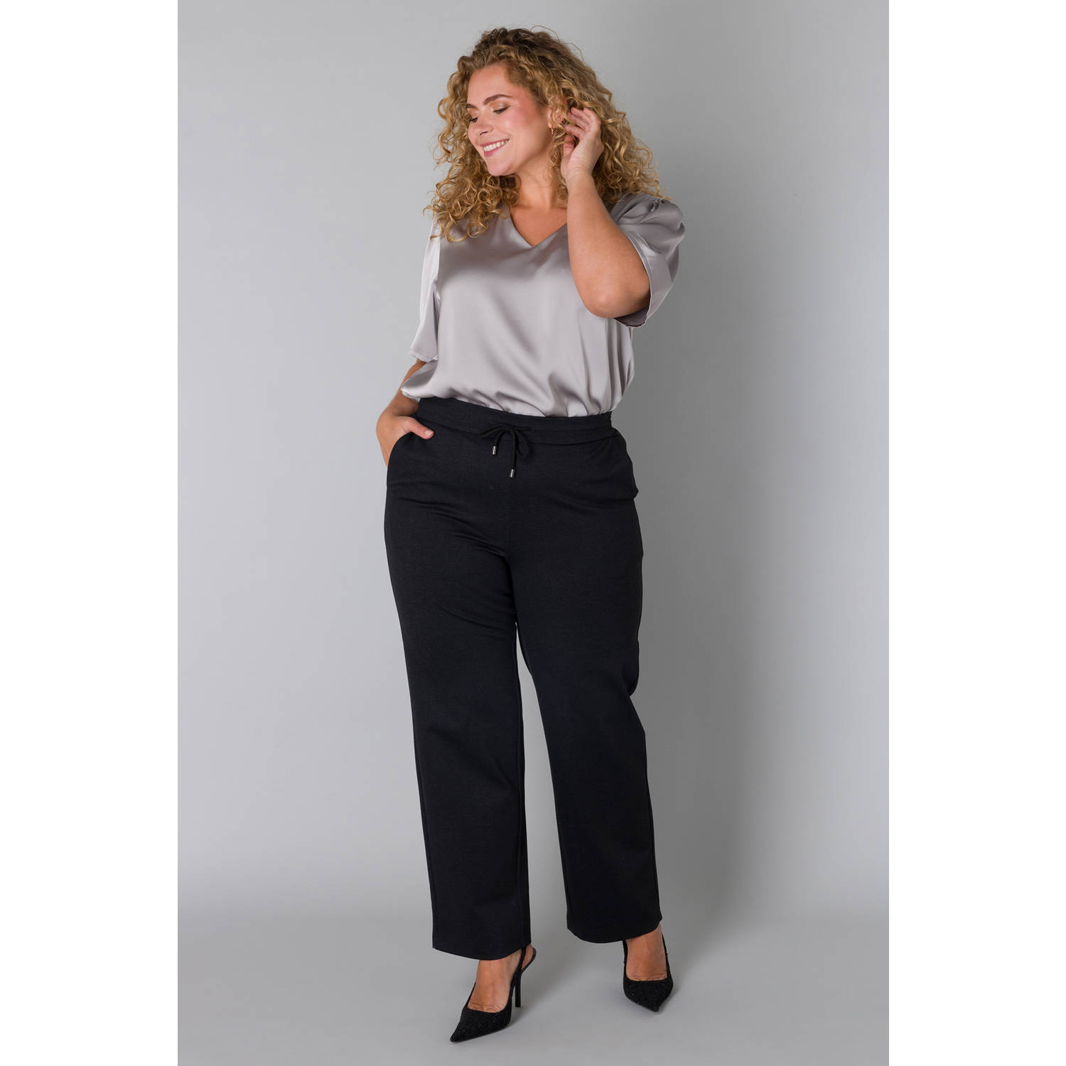 Yesta cropped high waist broek antraciet