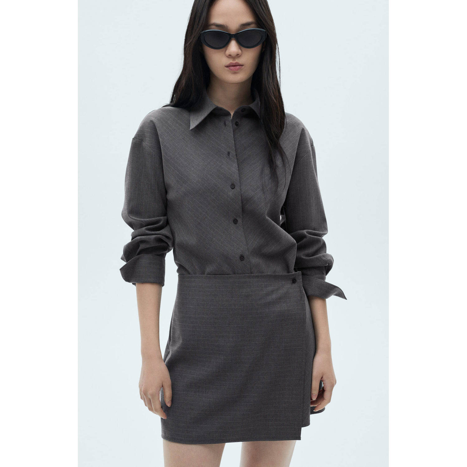 Mango blousejurk met krijtstreep antraciet
