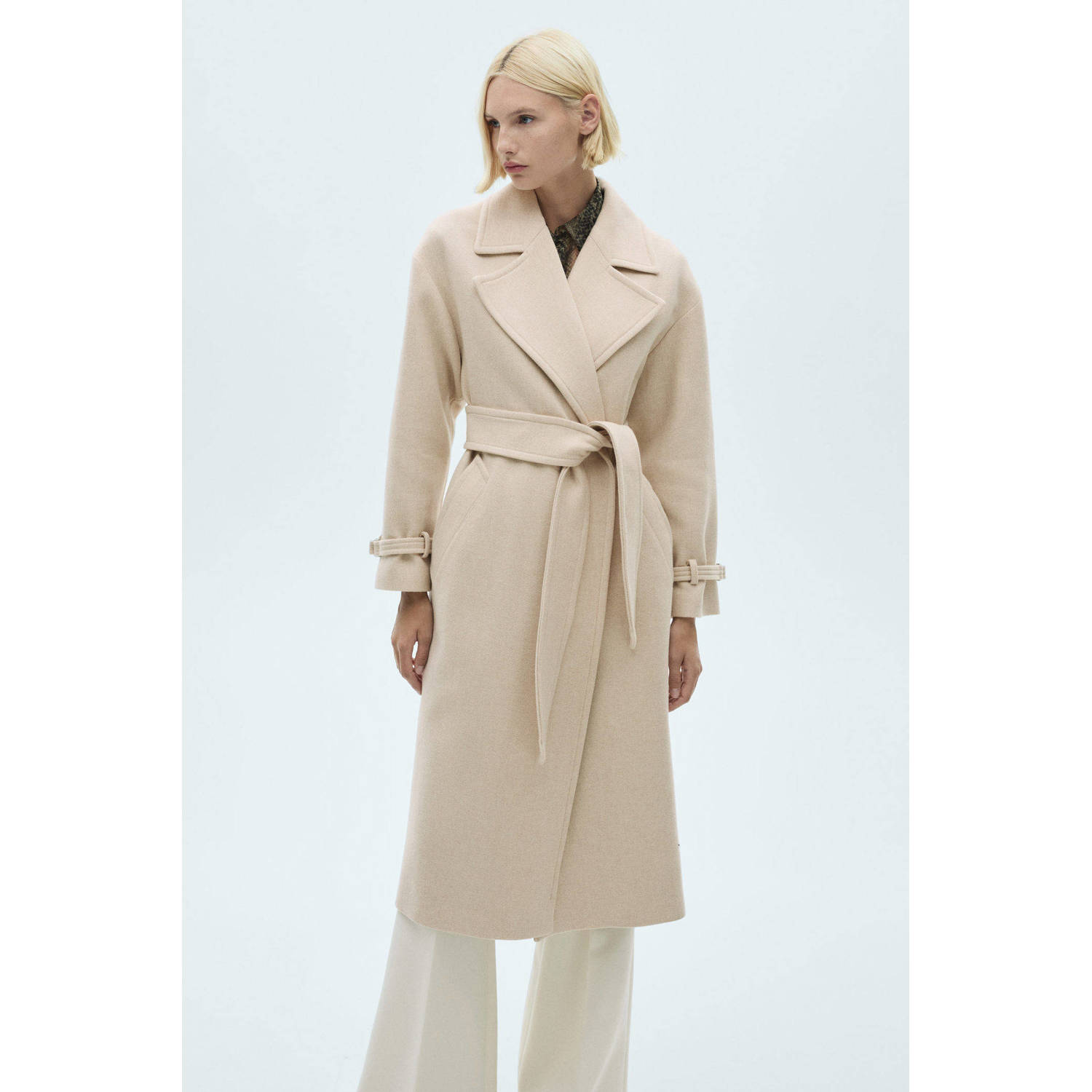Mango jas met wol beige