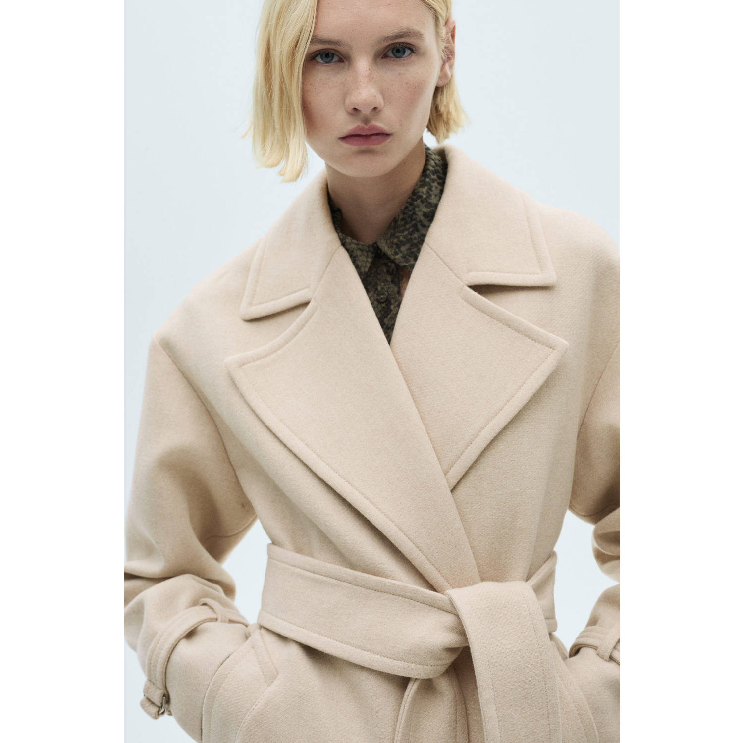 Mango jas met wol beige