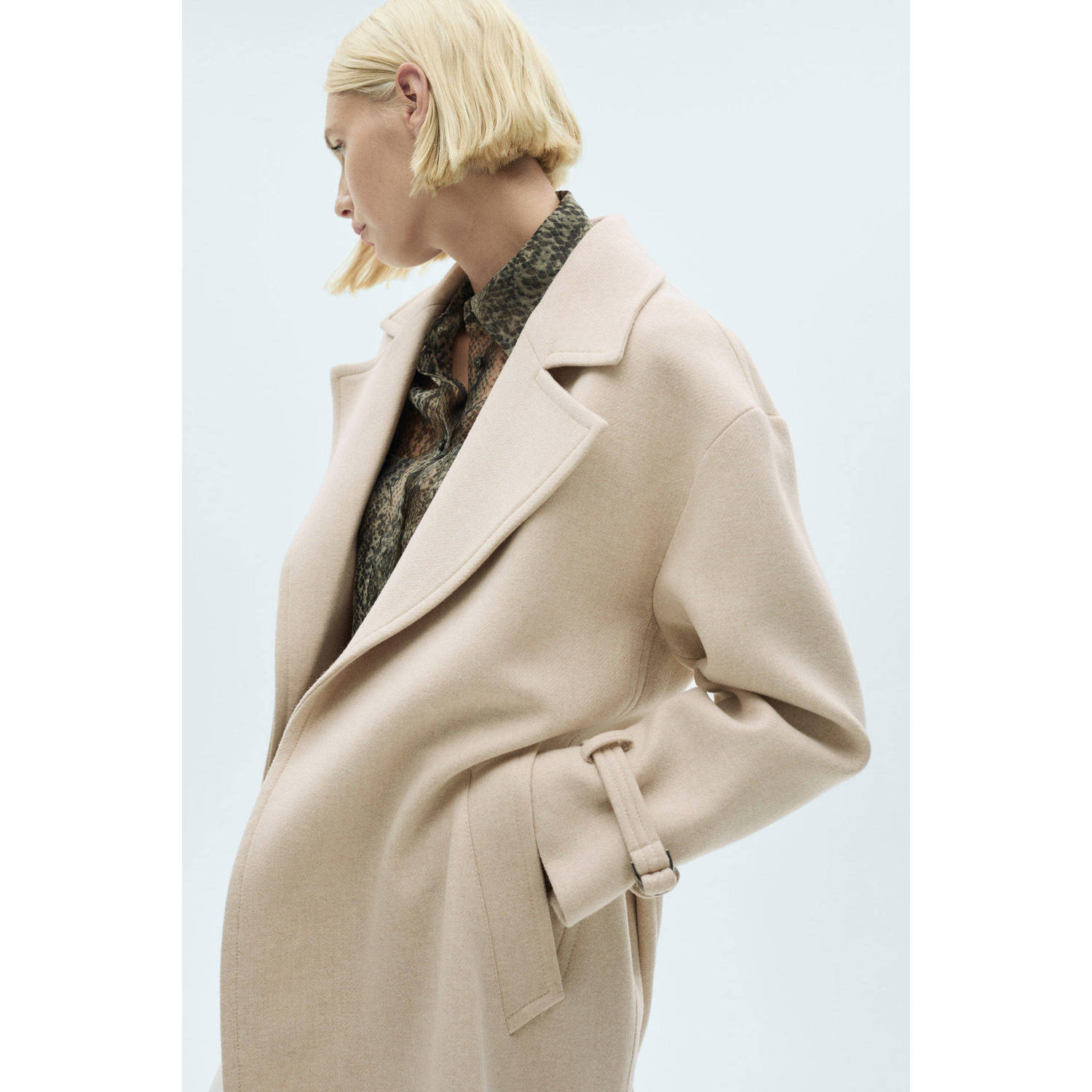 Mango jas met wol beige