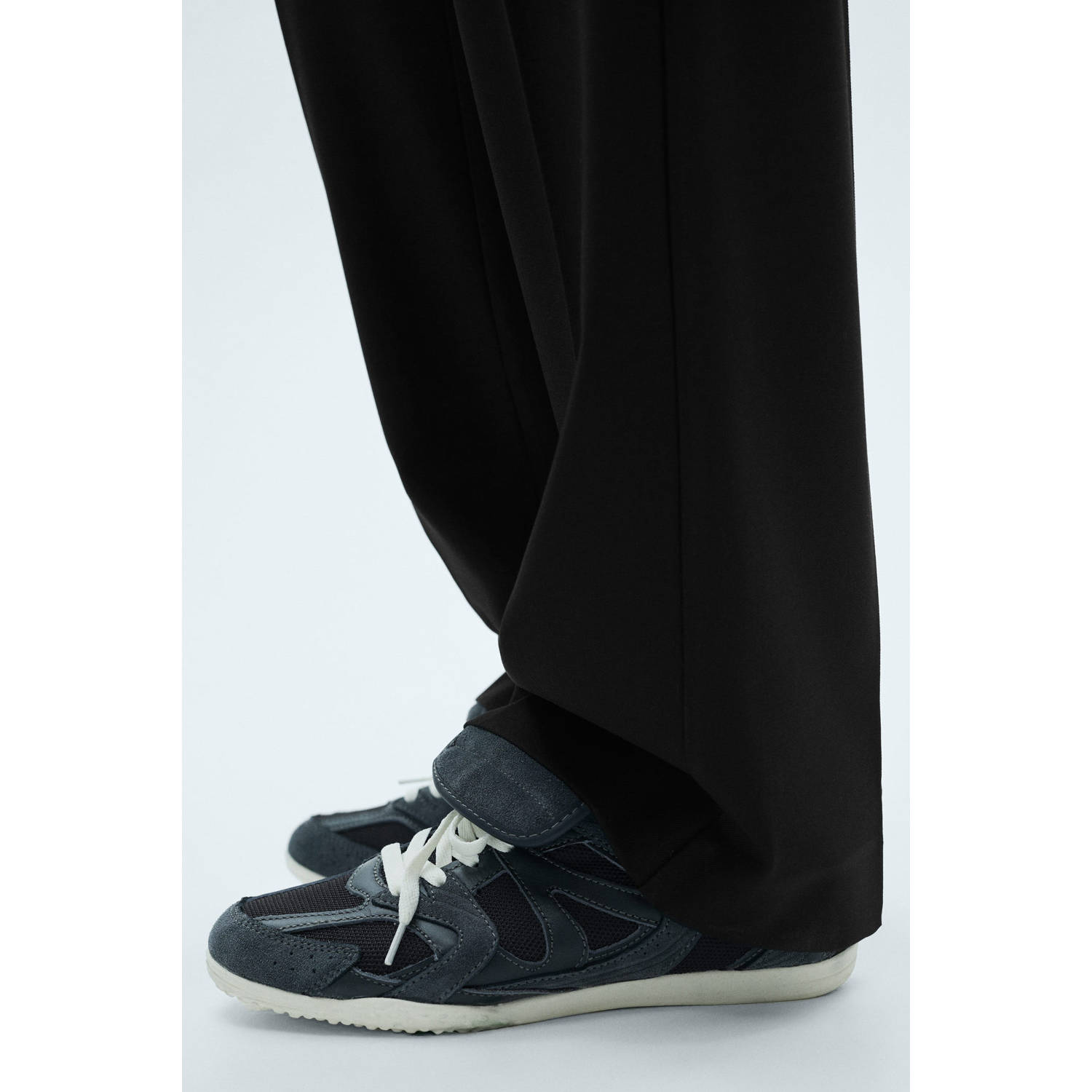 Mango straight fit pantalon zwart