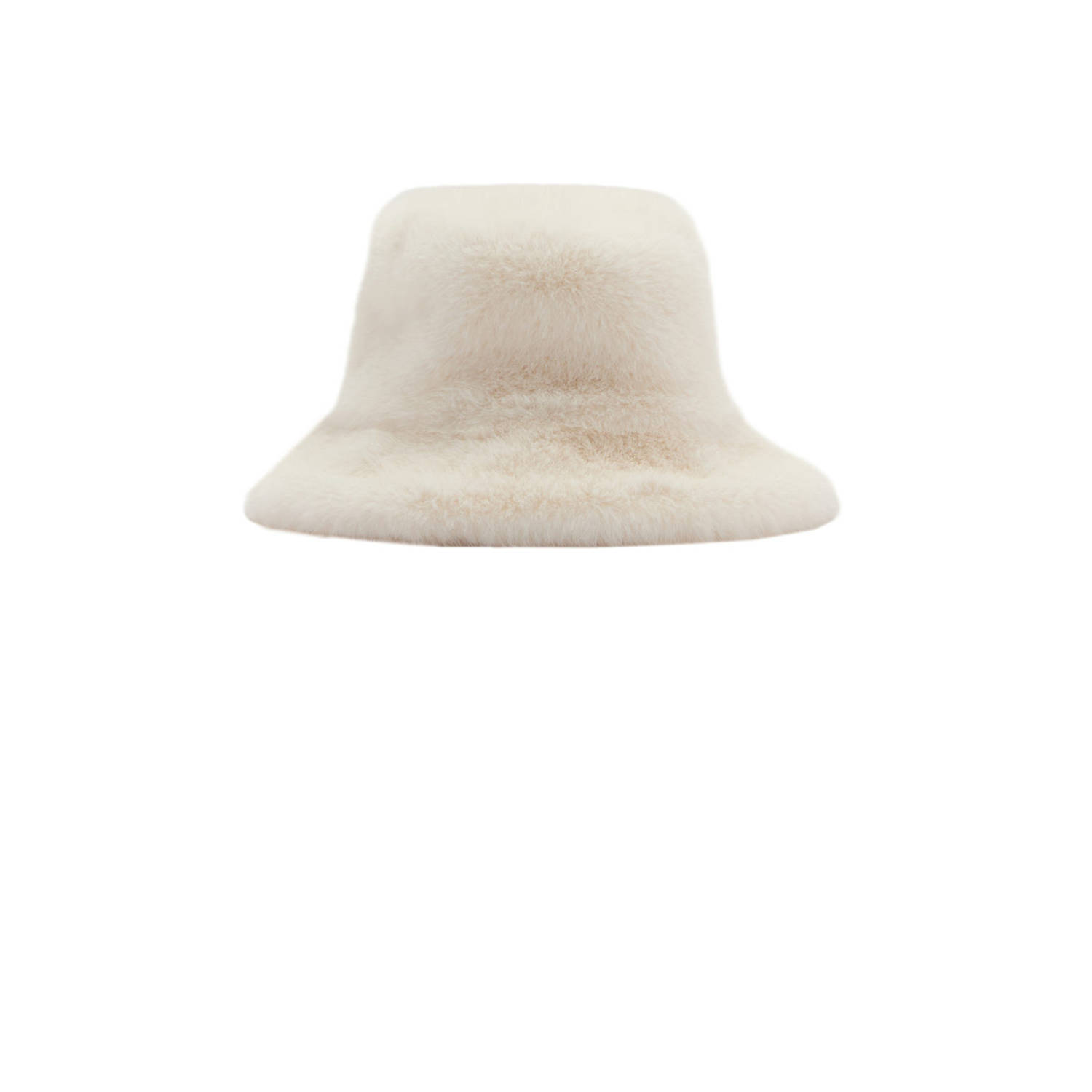 Mango bucket hat van imitatiebont ecru