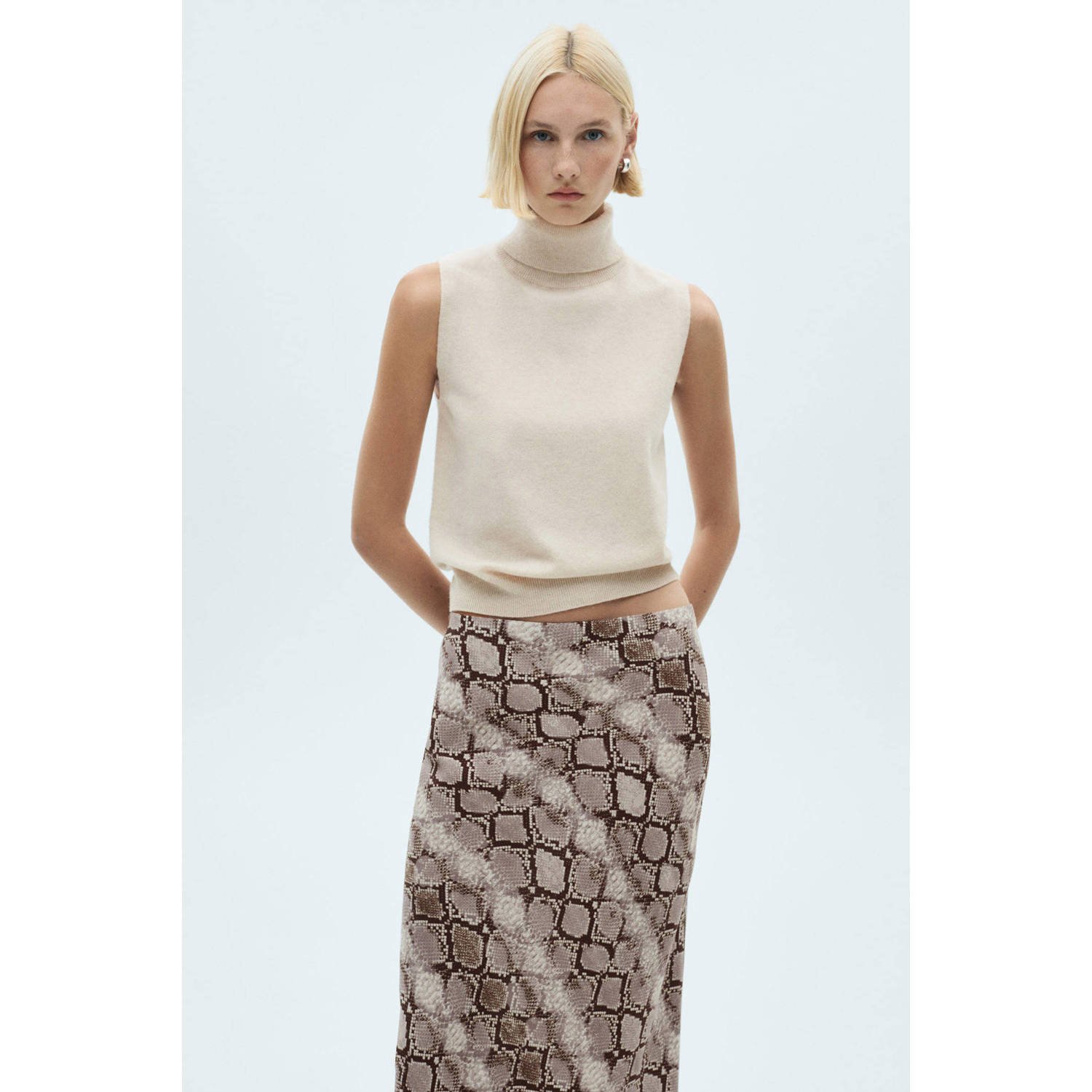 Mango midi rok bruin