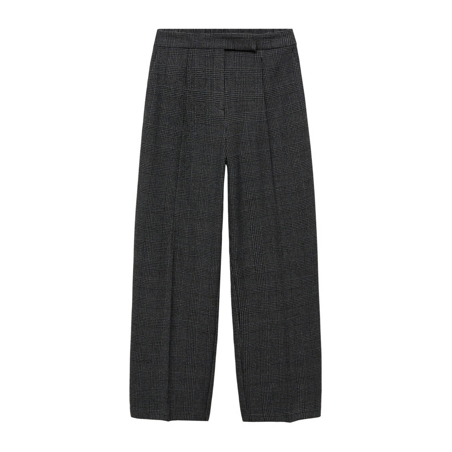 Mango geruite wide leg broek antraciet