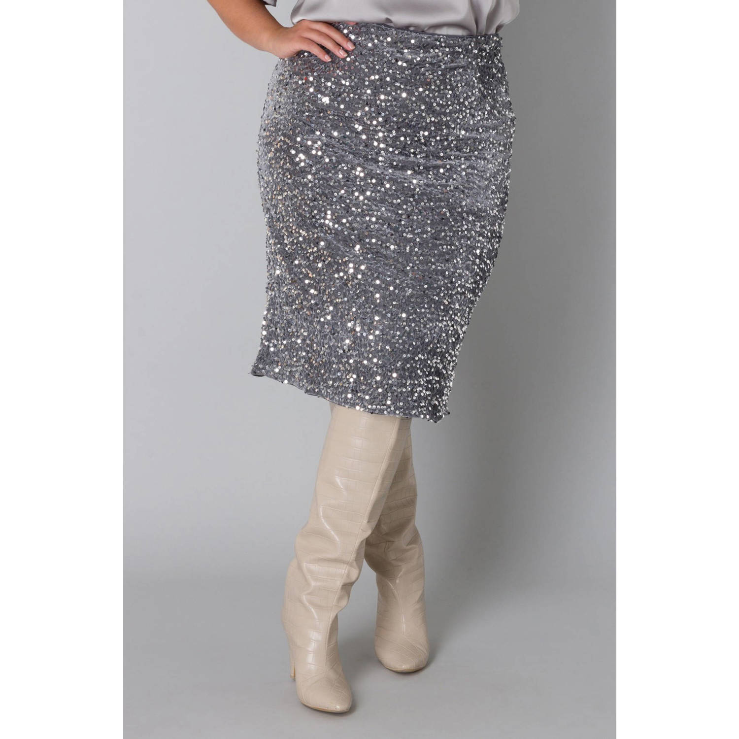 Yesta midi rok zilver