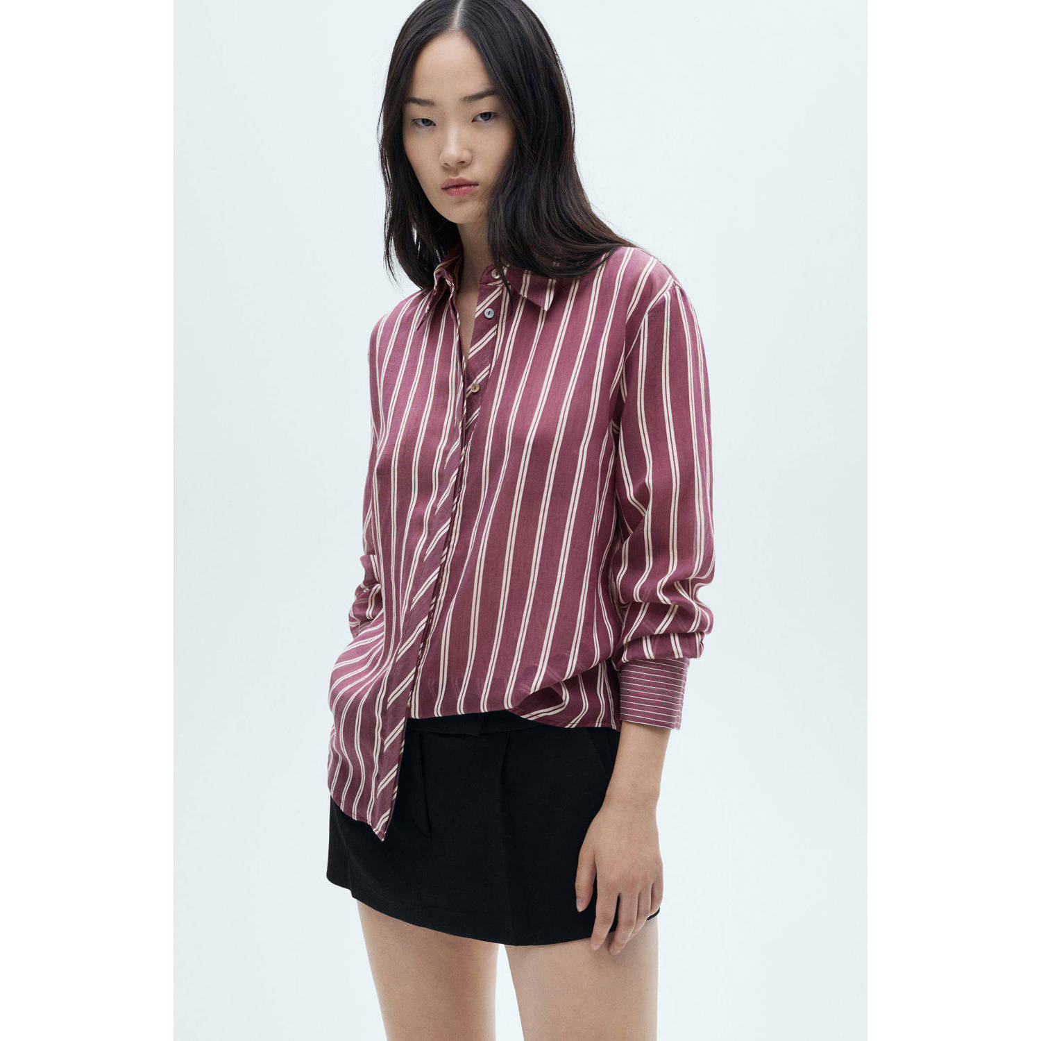 Mango gestreepte blouse rood wit