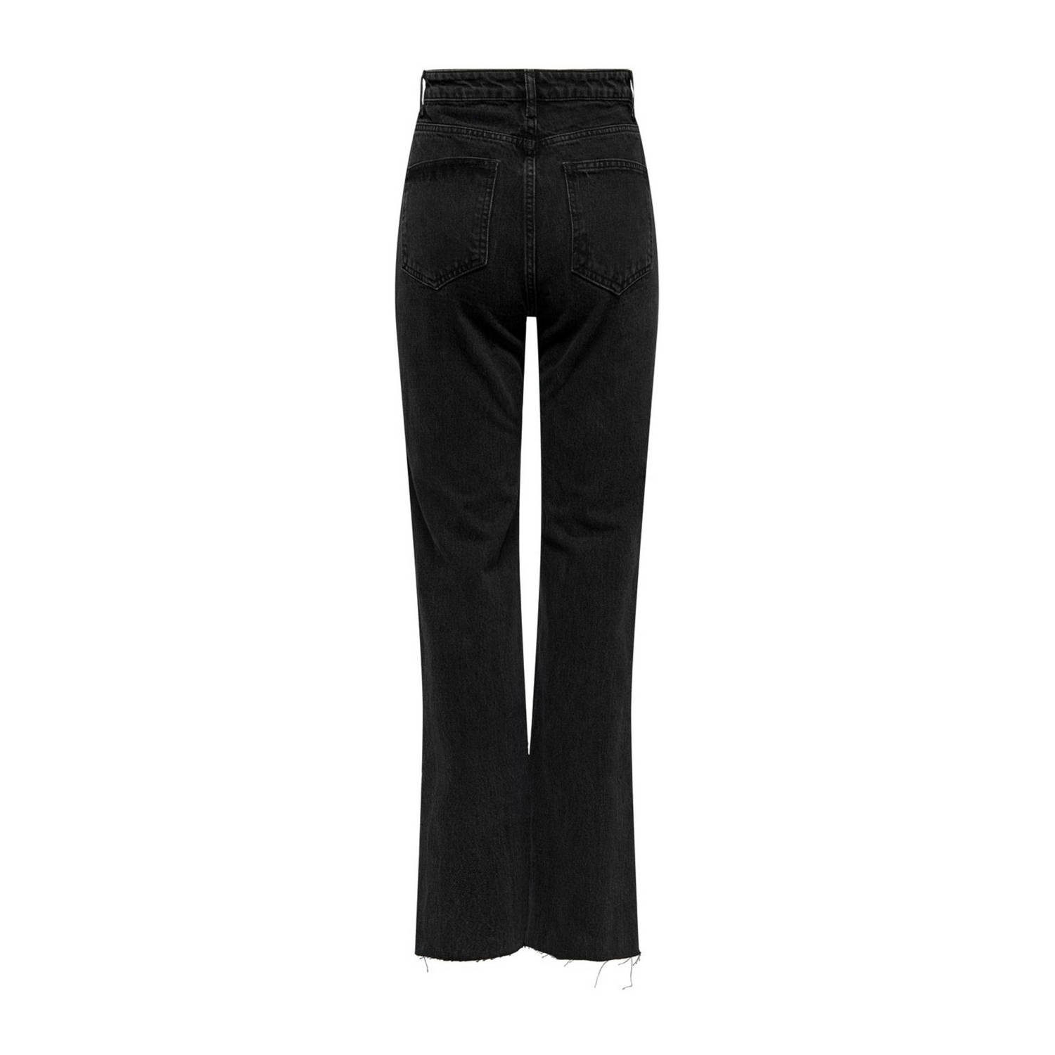 ONLY high waist straight leg jeans ONLRILEY black denim