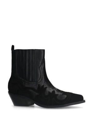 leren cowboylaarzen zwart
