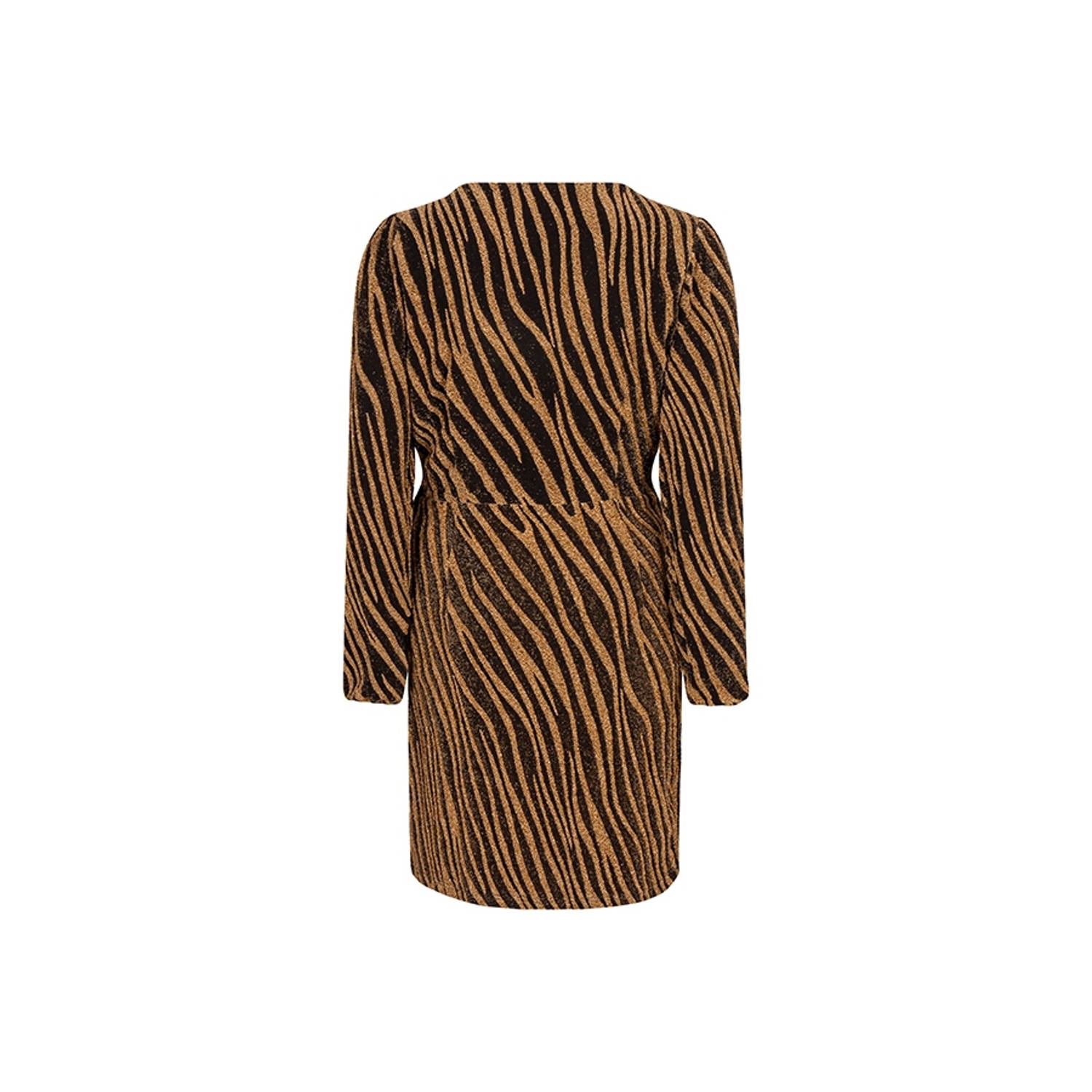 Lofty Manner jurk Louise met all over print goud zwart