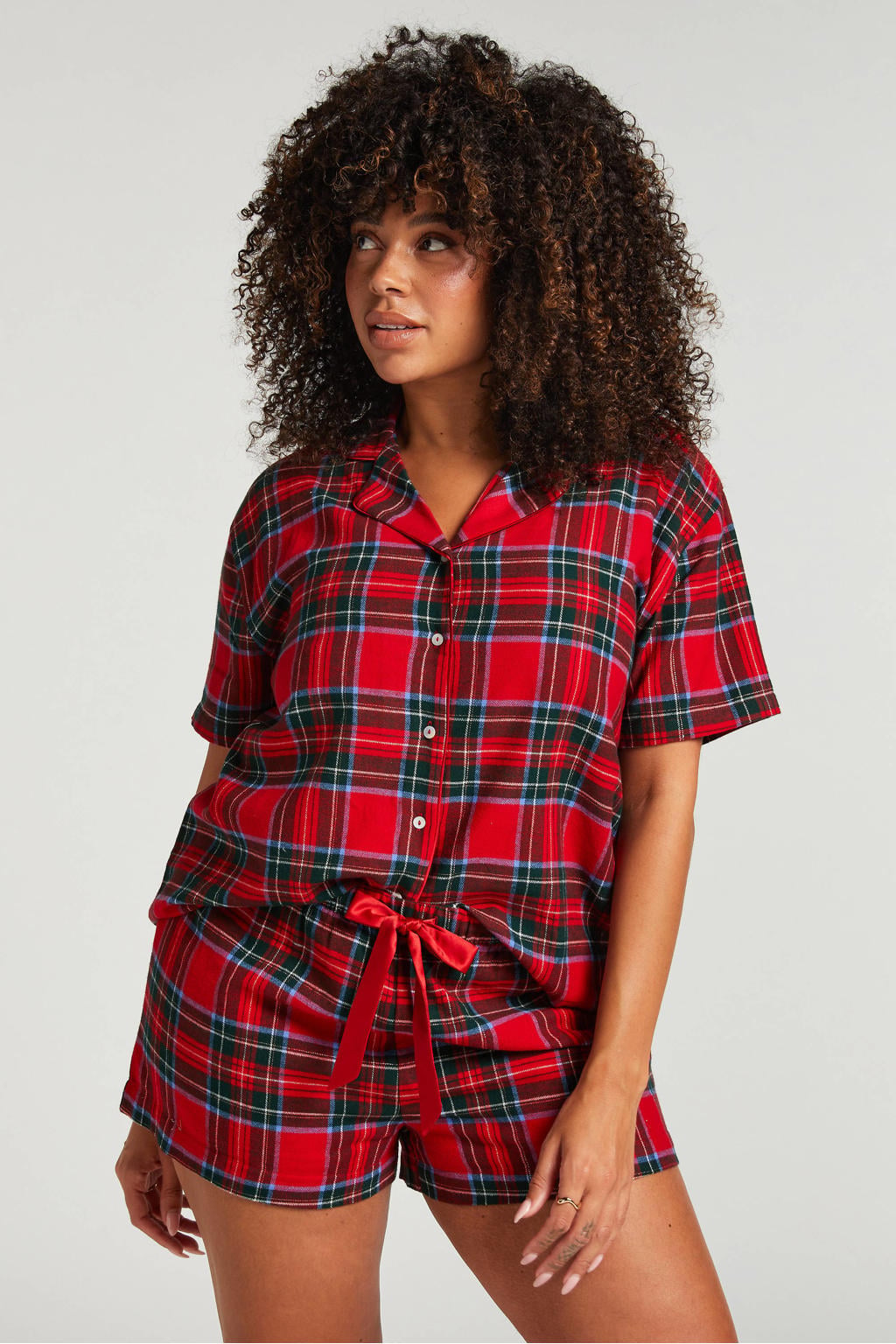 Hunkemöller flanellen shortama rood