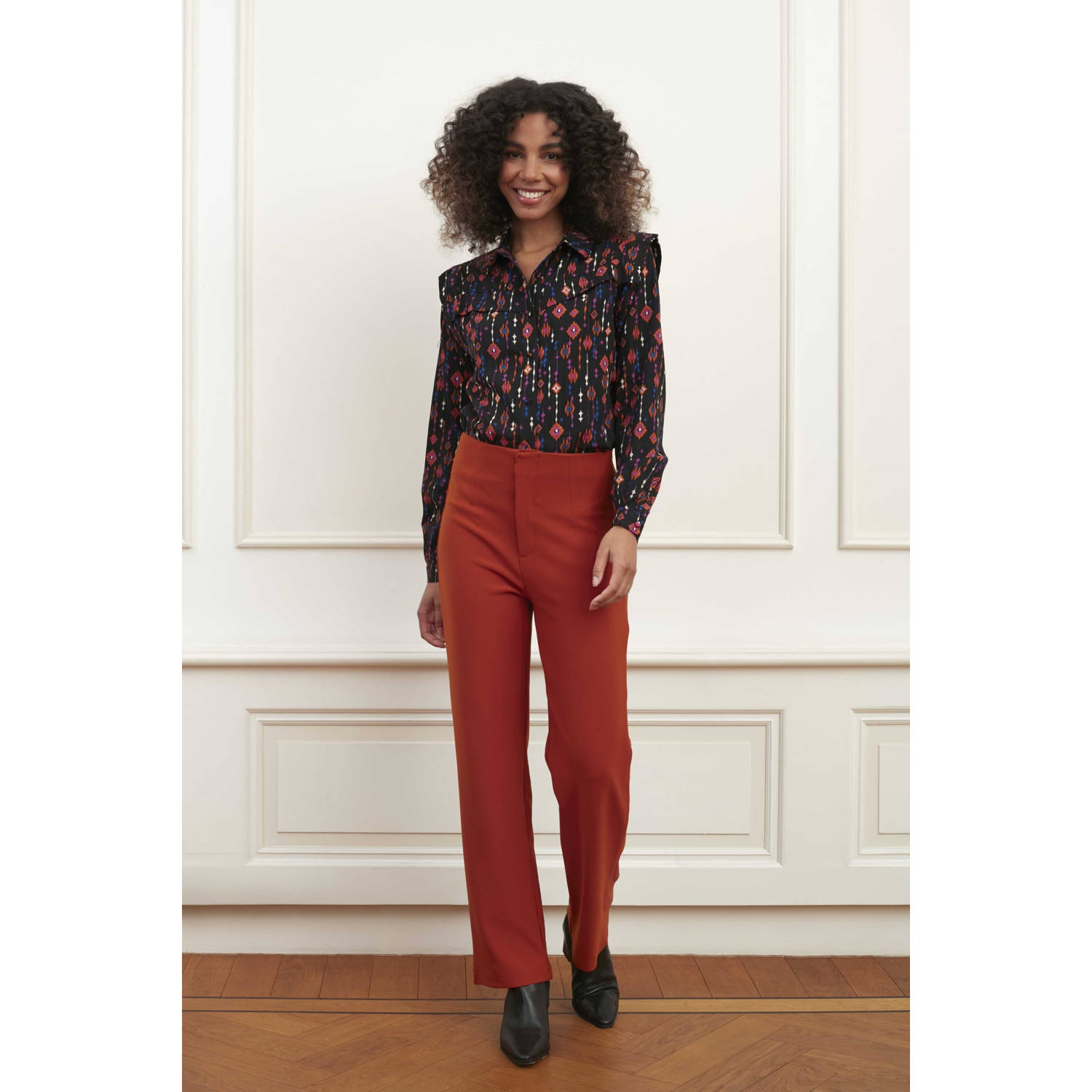 Lofty Manner blouse Ivy met all over print zwart multi
