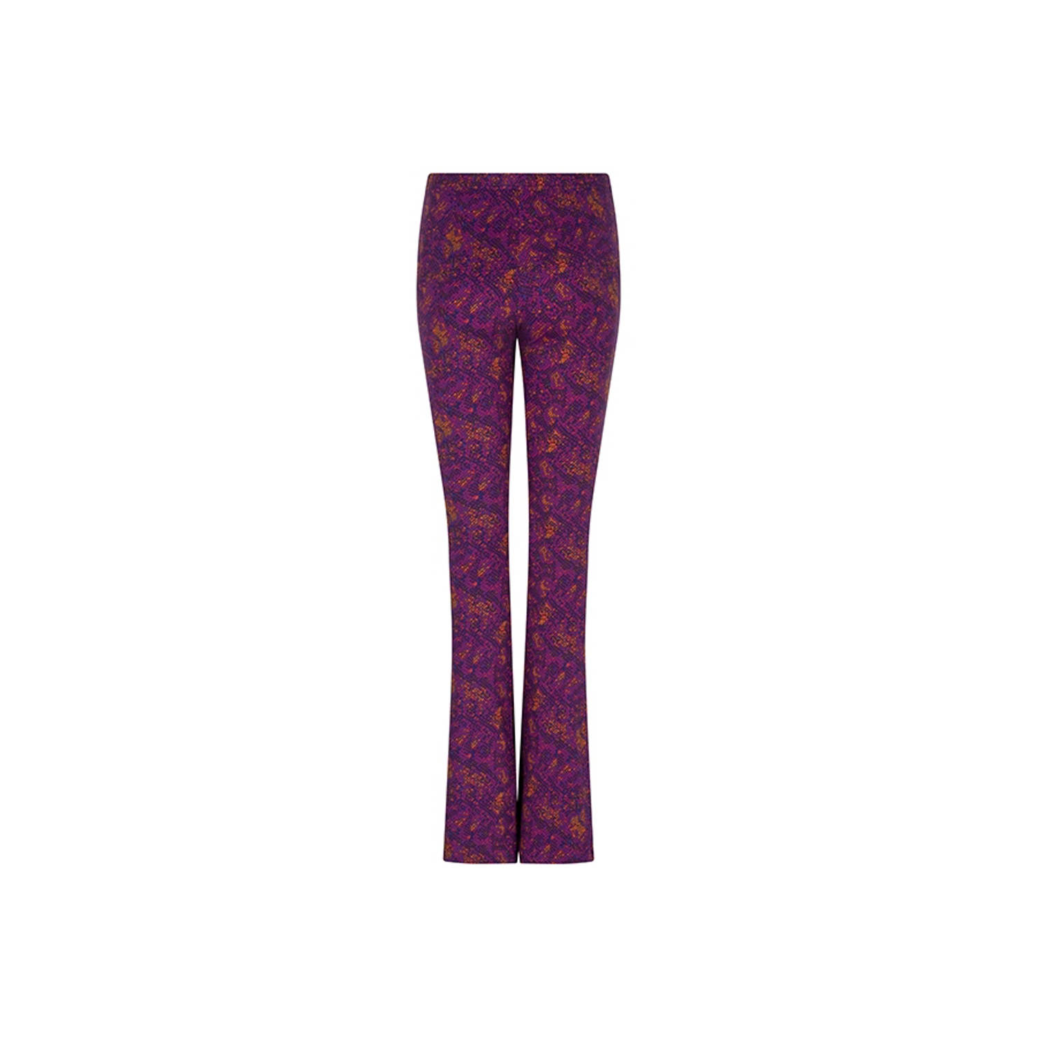 Lofty Manner flared broek Sol met all over print paars multi