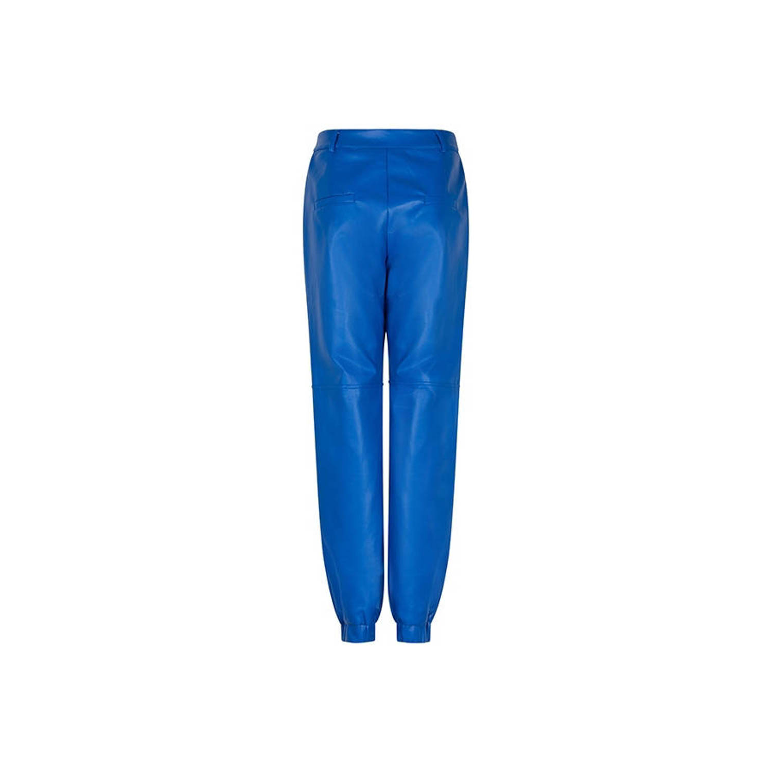 Lofty Manner coated straight fit broek Lydia blauw coated
