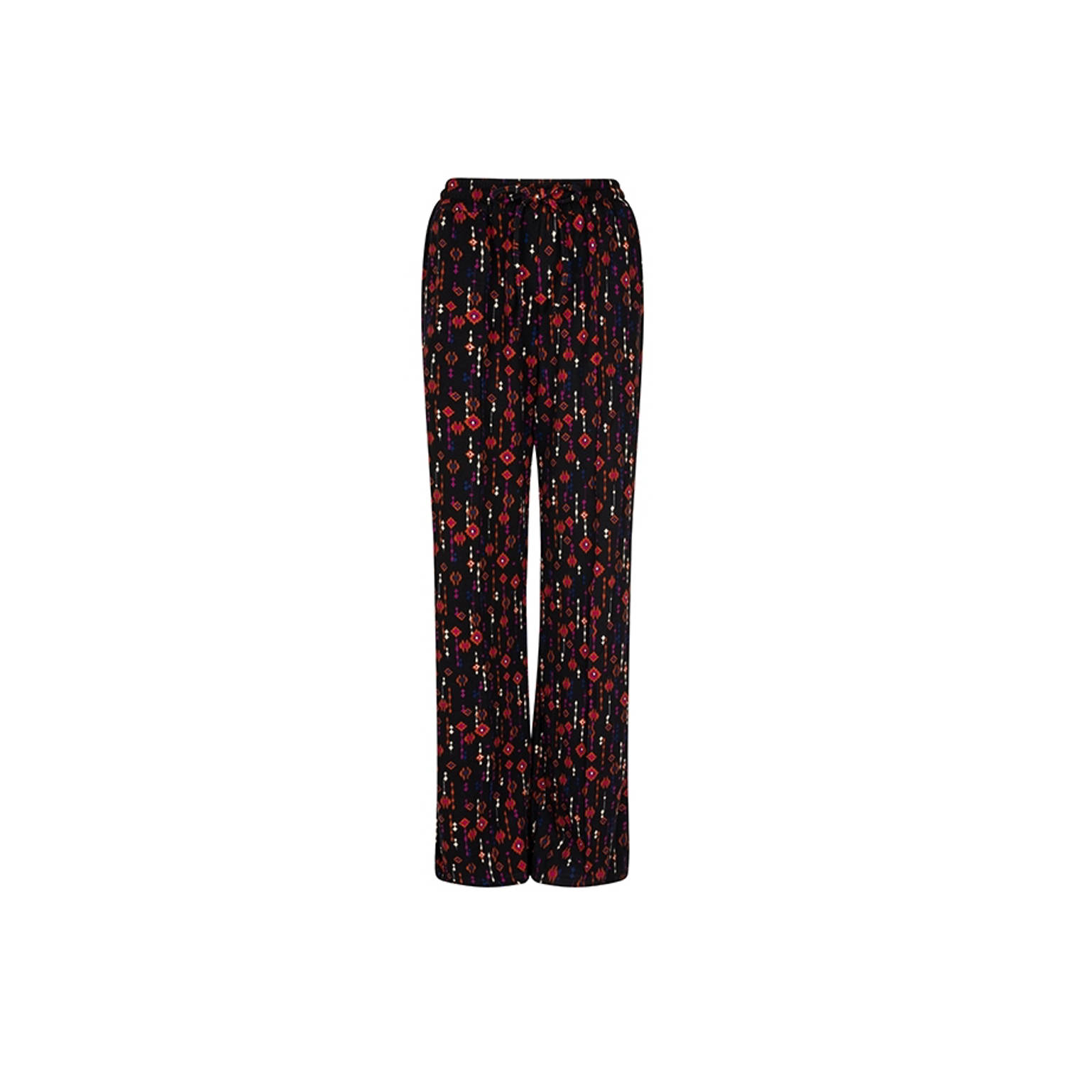 Lofty Manner straight fit broek Ruby met all over print zwart multi