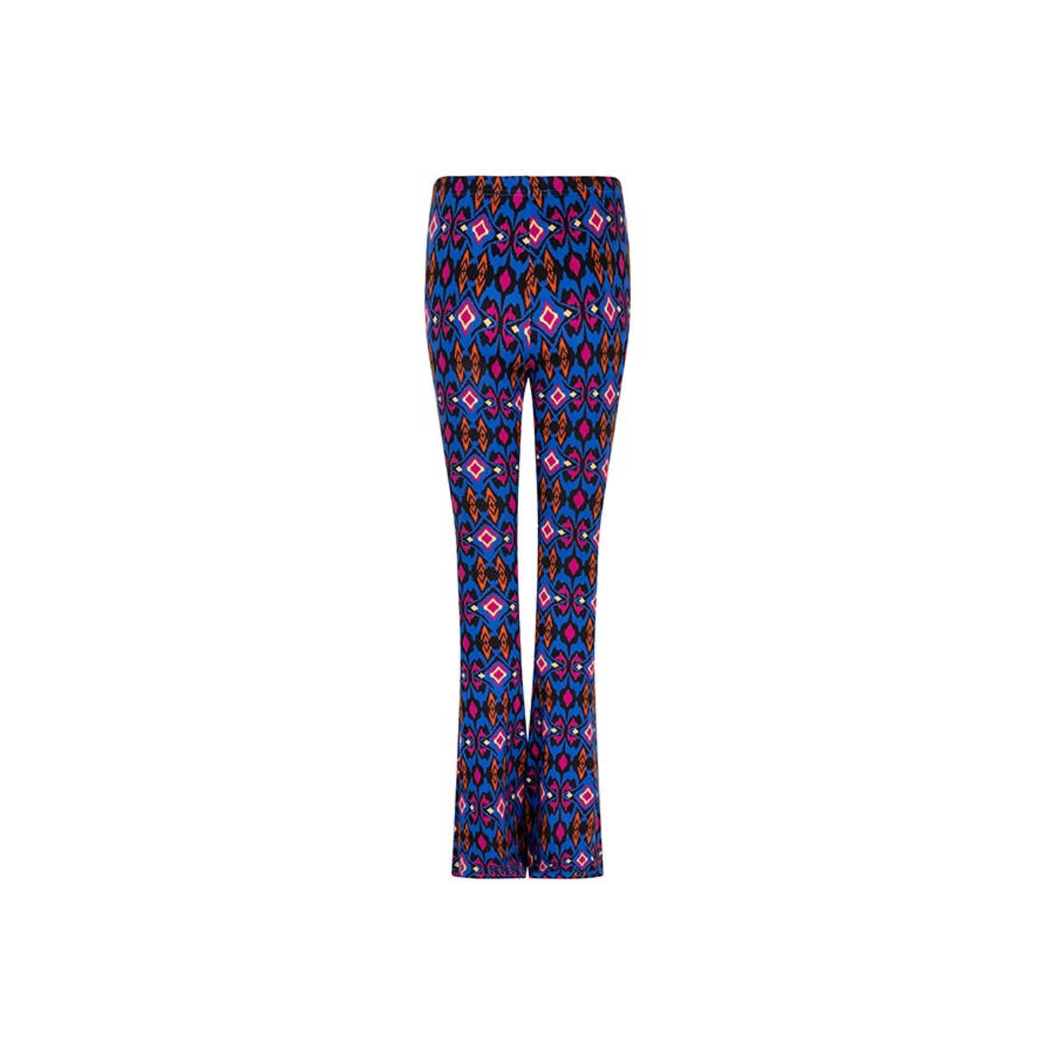 Lofty Manner flared broek Sol met all over print blauw multi