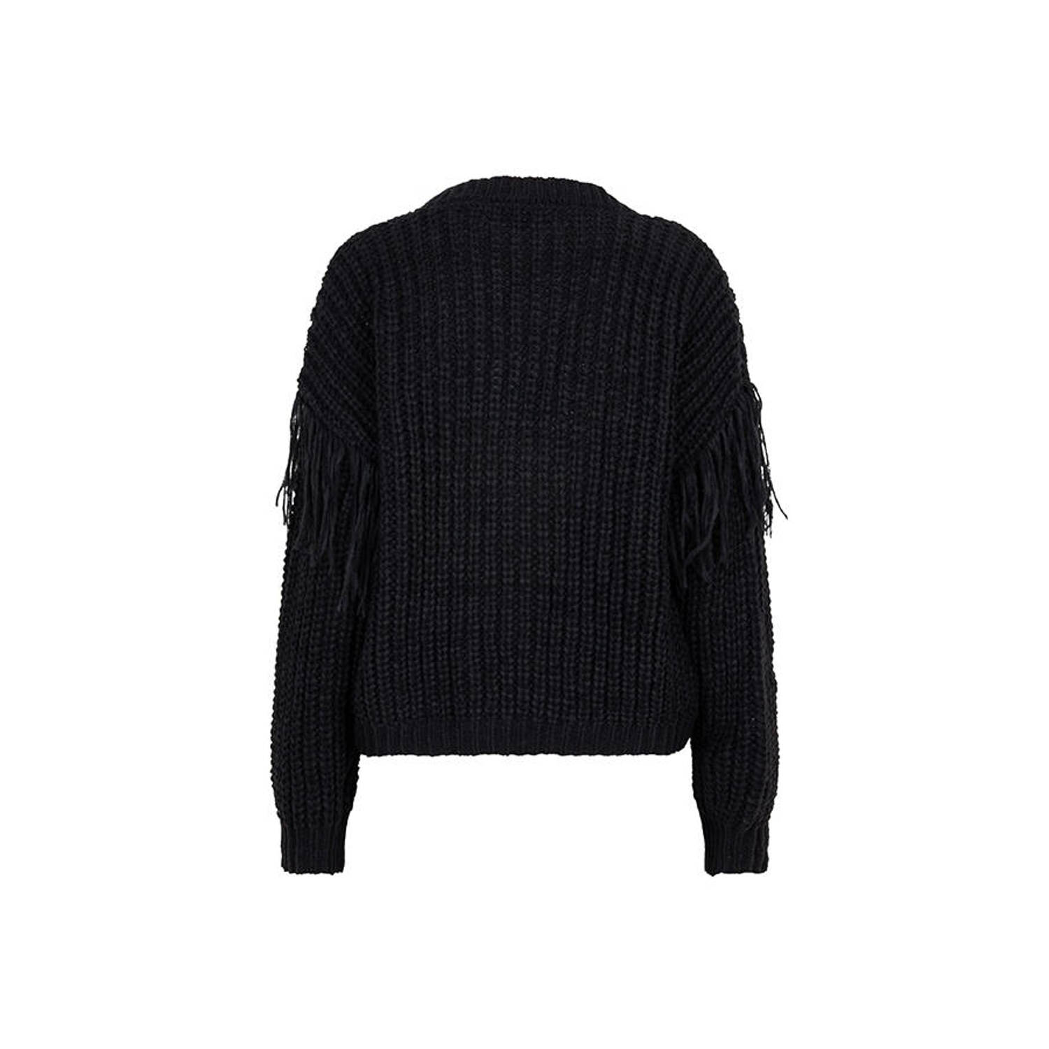 Lofty Manner vest Jade met franjes zwart