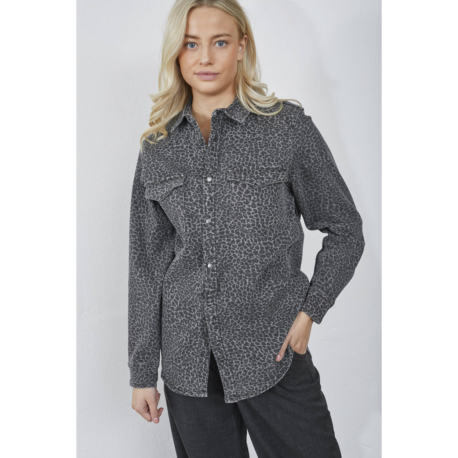 SisterS Point blouse grey denim