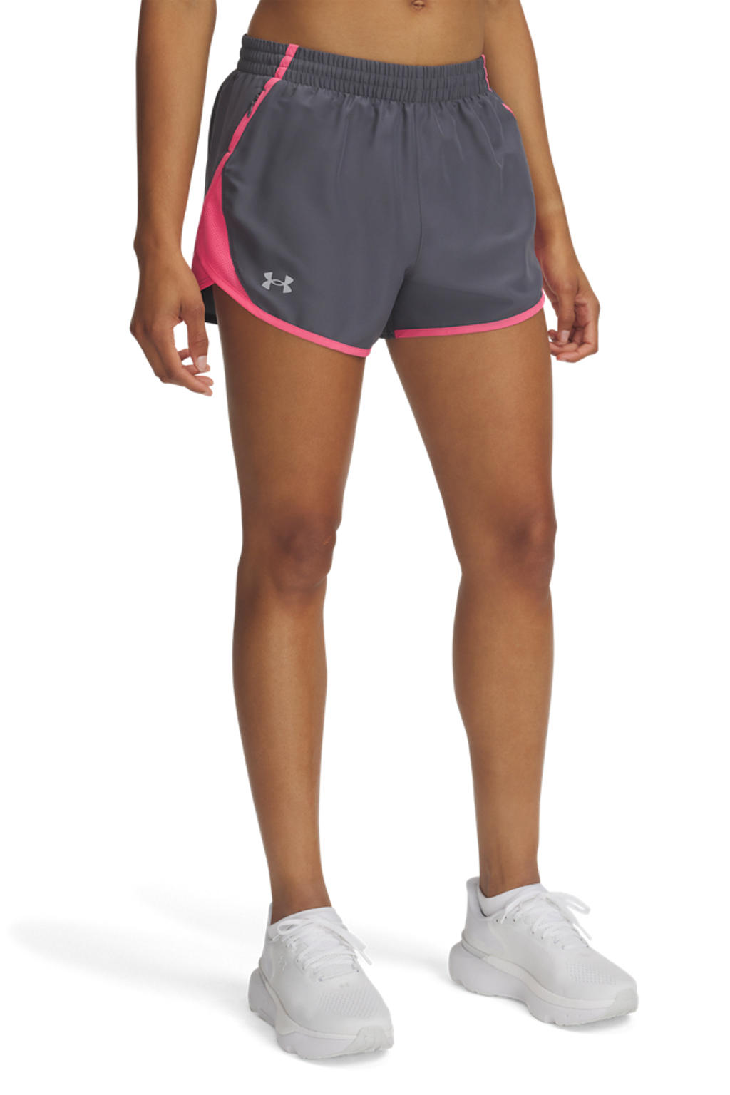 Antraciet en roze dames Under Armour sportshort van polyester met relaxed en regular waist