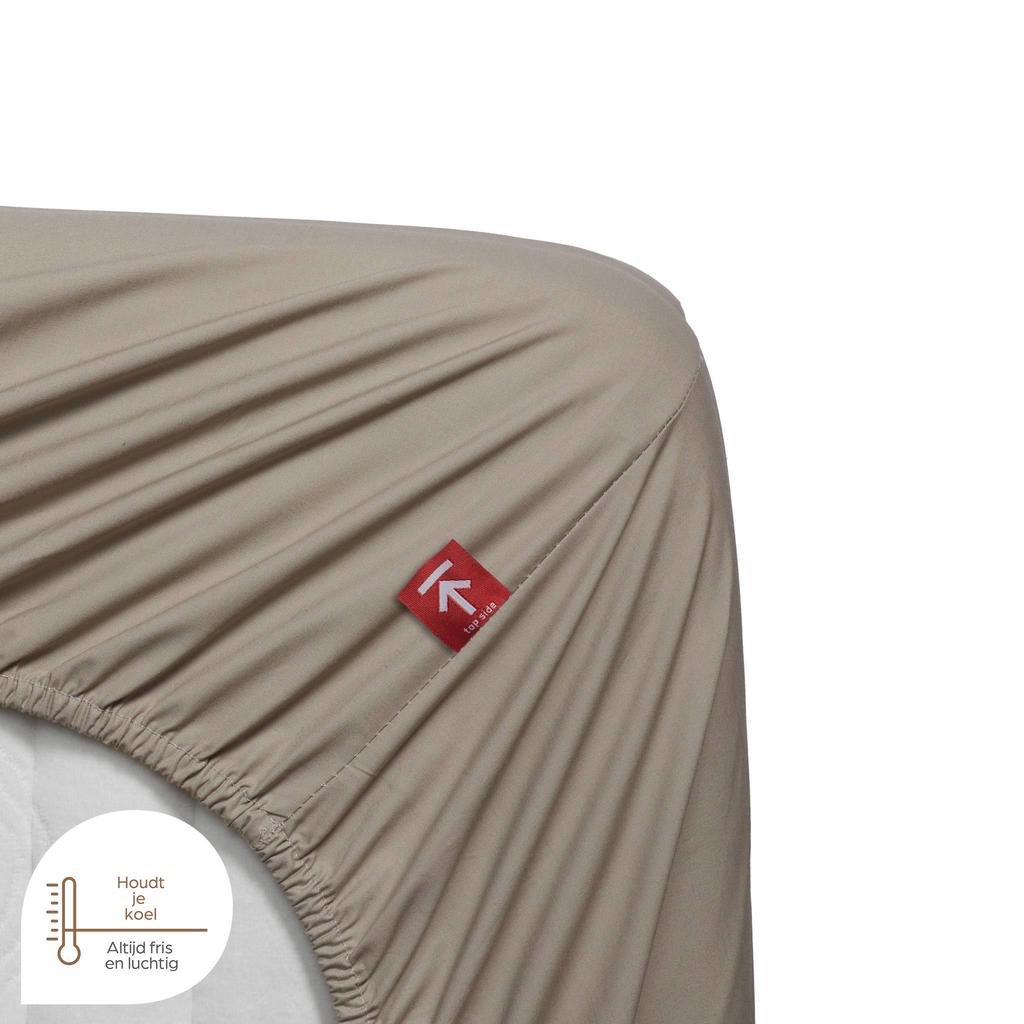 Beddinghouse percale katoenen hoeslaken - zand