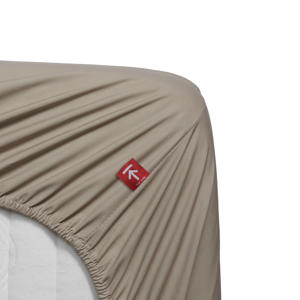 percale katoenen hoeslaken - zand