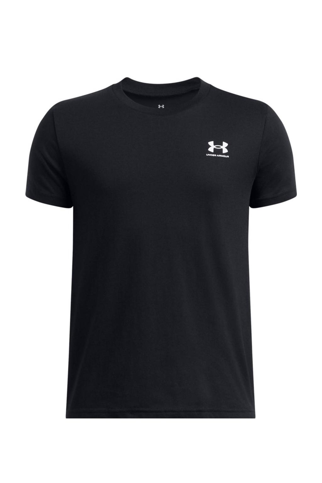 Zwart en witte jongens en meisjes Under Armour T-shirt van katoen met logo dessin en korte mouwen