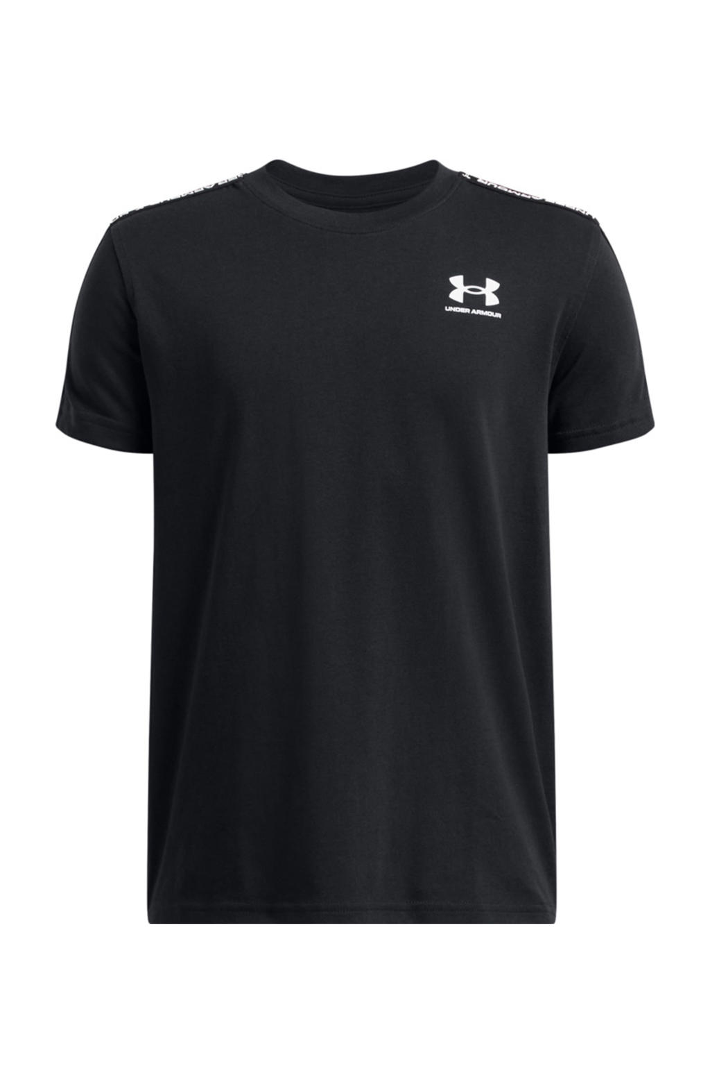 Zwart en witte jongens en meisjes Under Armour T-shirt van katoen met logo dessin en korte mouwen