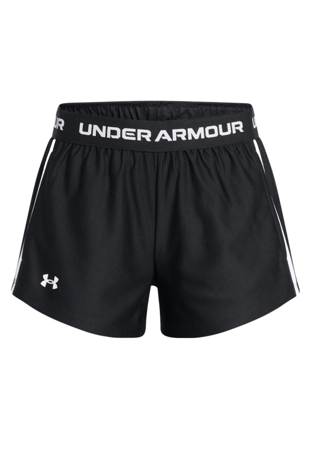Zwart en witte jongens en meisjes Under Armour sportshort van polyester met relaxed