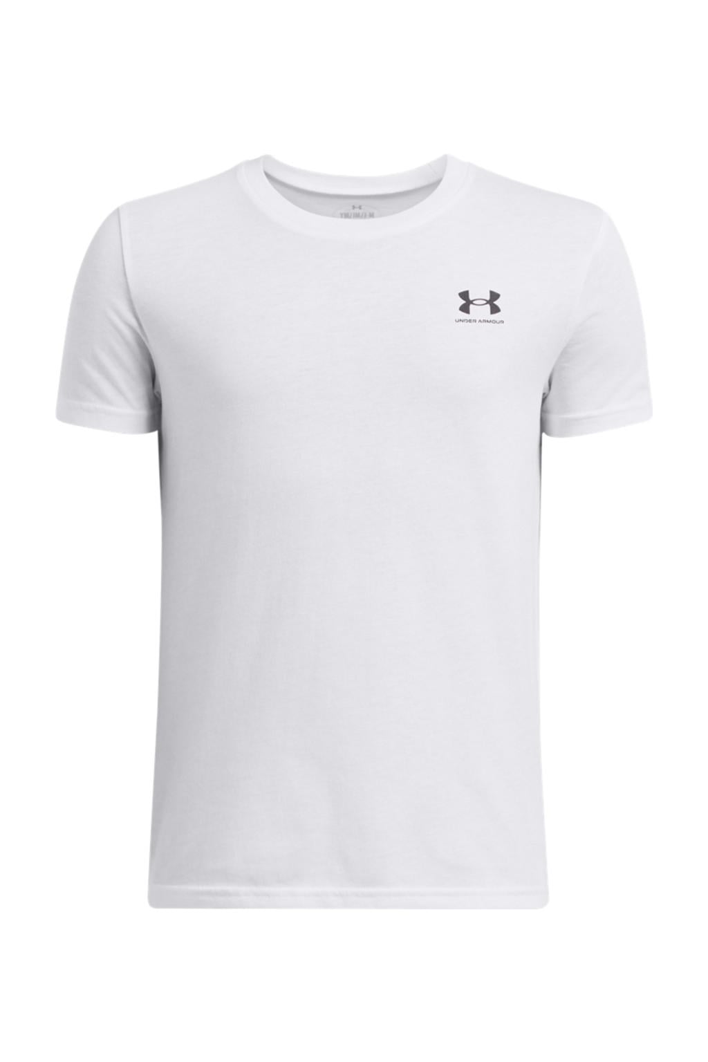 Wit en zwarte jongens en meisjes Under Armour T-shirt van katoen met logo dessin en korte mouwen