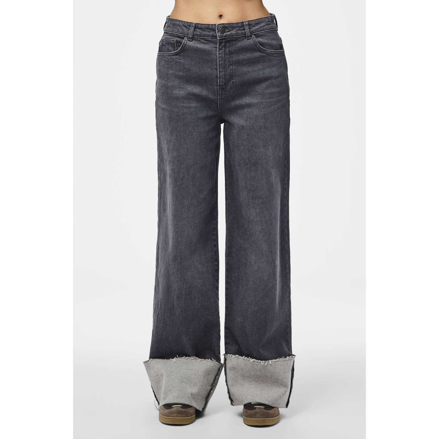 PIECES high waist wide leg jeans grey denim PCPIL