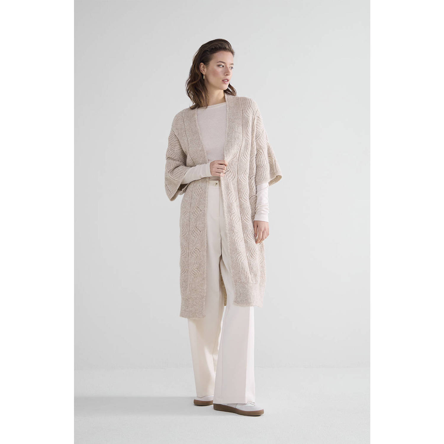 Summum vest met ingebreid patroon ecru