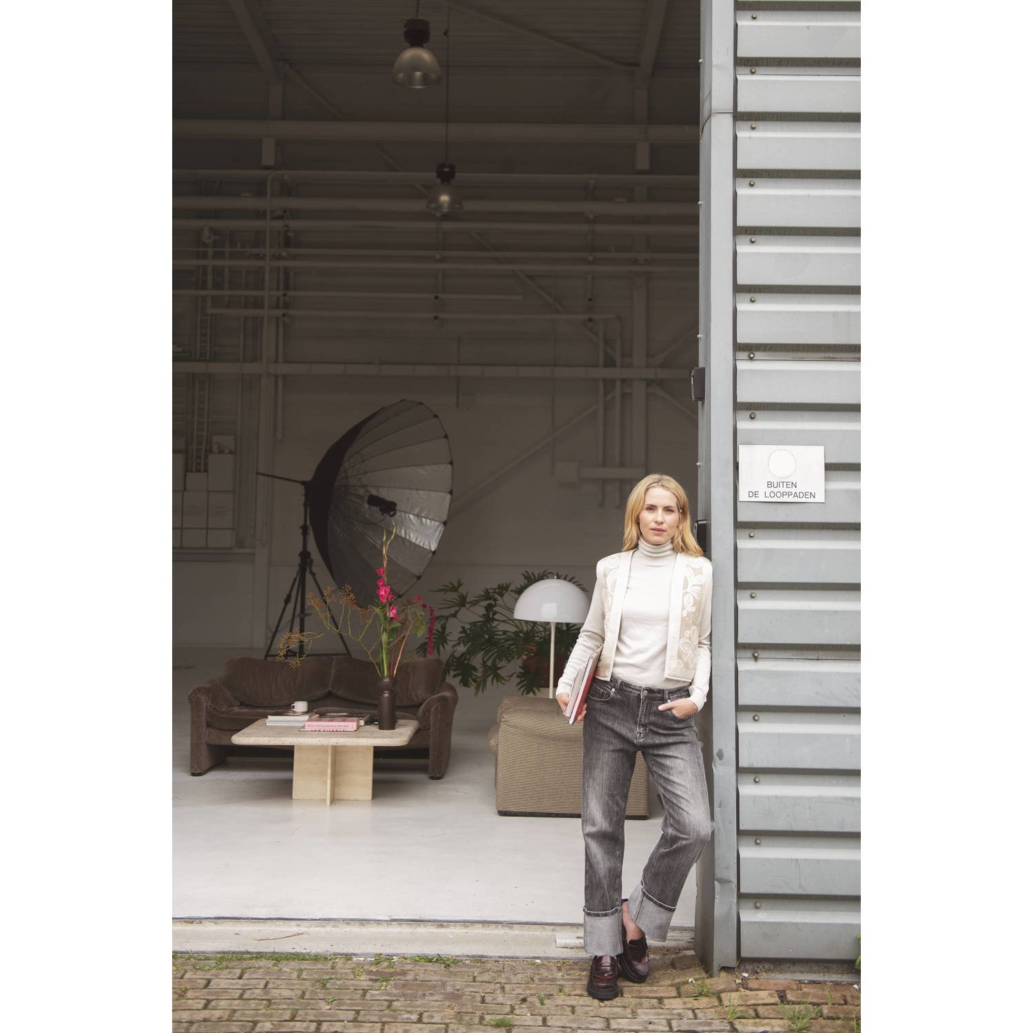 Summum gebloemd gilet beige ecru