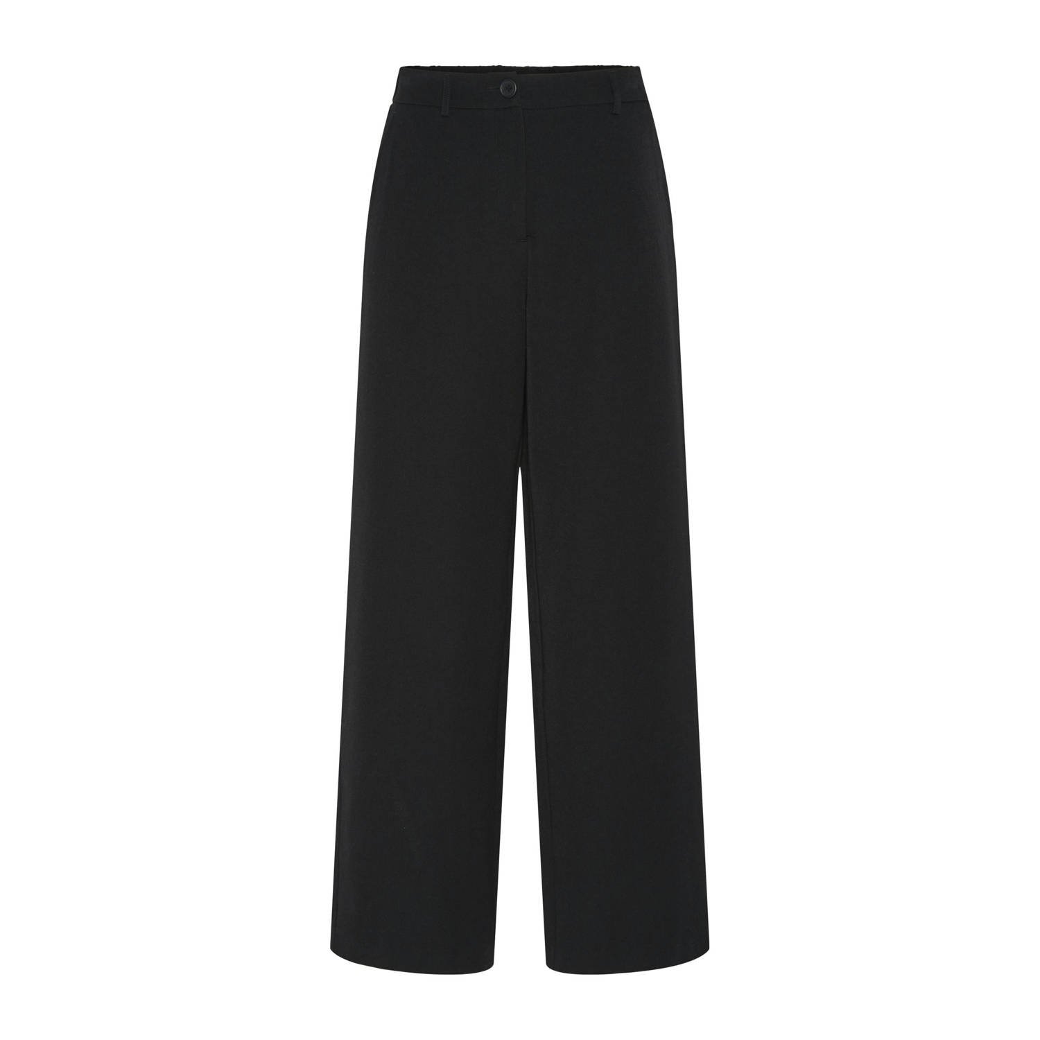 PIECES high waist wide leg broek zwart PCKAMIL