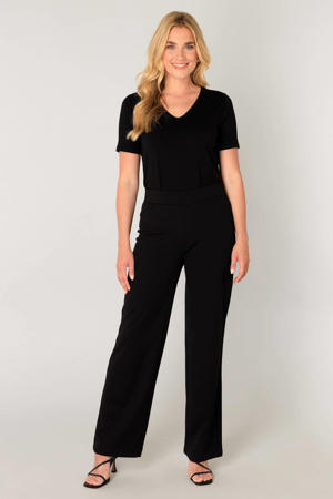 wide leg high waist broek zwart