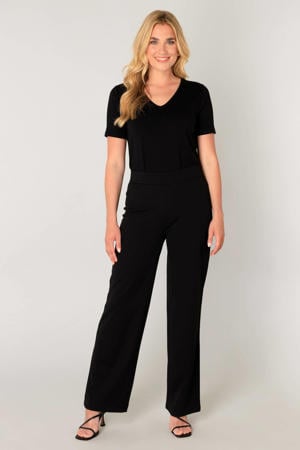 wide leg high waist broek zwart