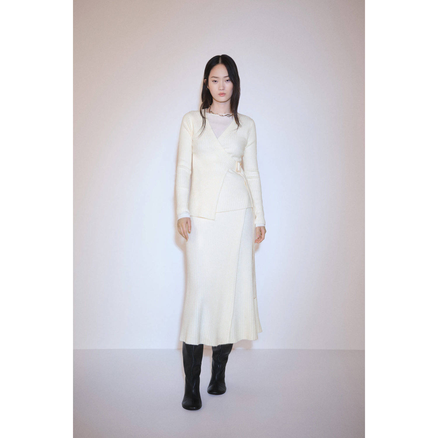 Mango gebreid vest ecru