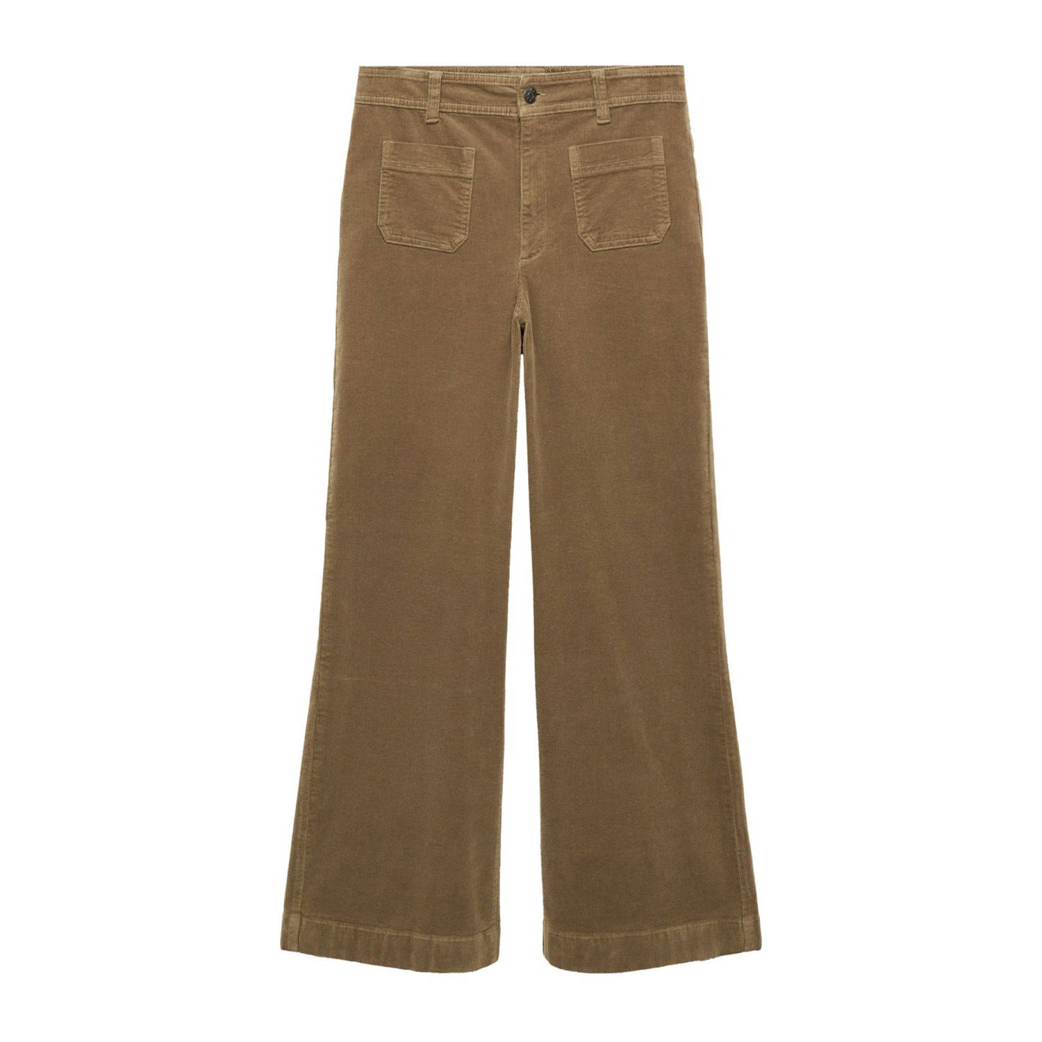 Mango corduroy high waist flared broek bruin