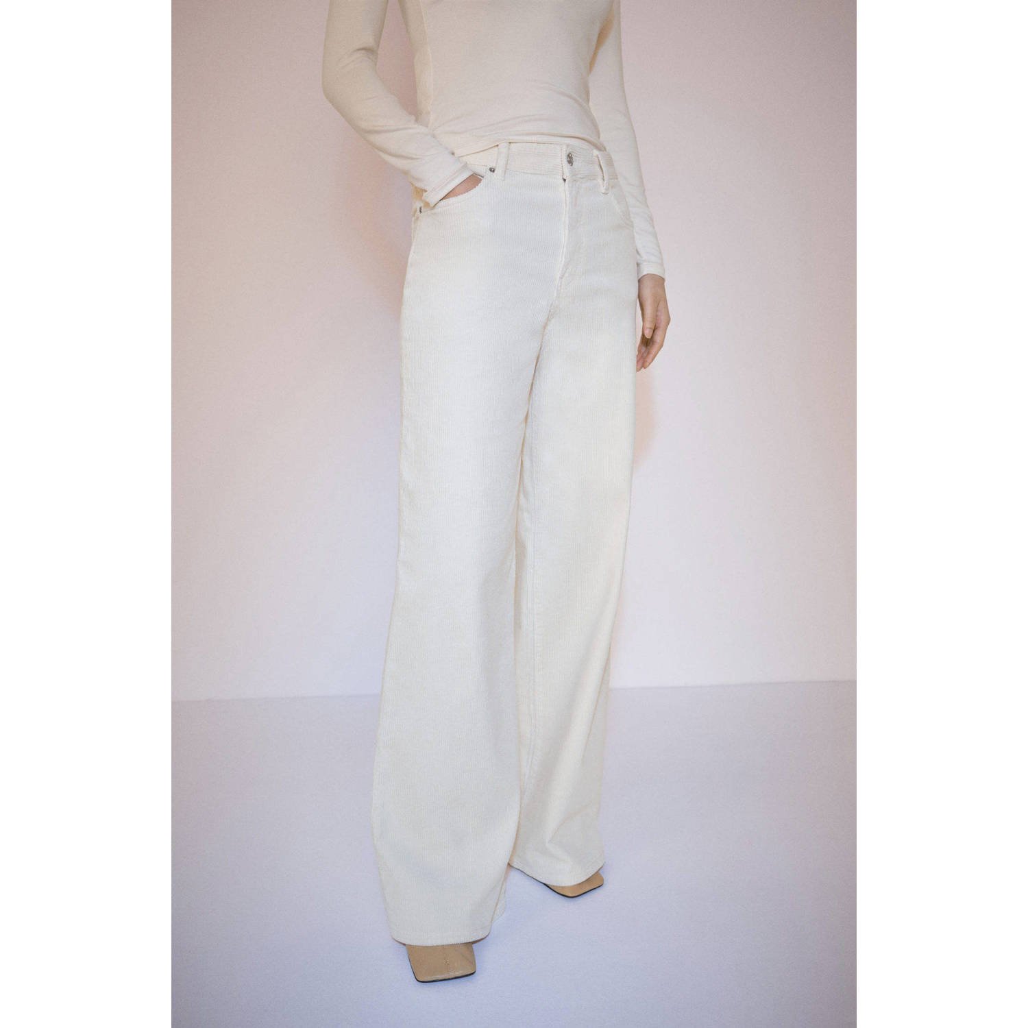 Mango corduroy wide leg jeans ecru