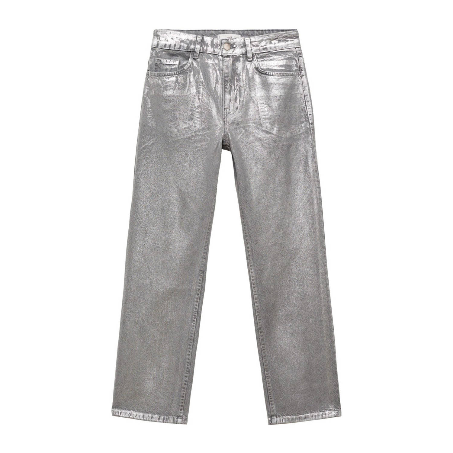 Mango high waist straight leg jeans grey denim zilver