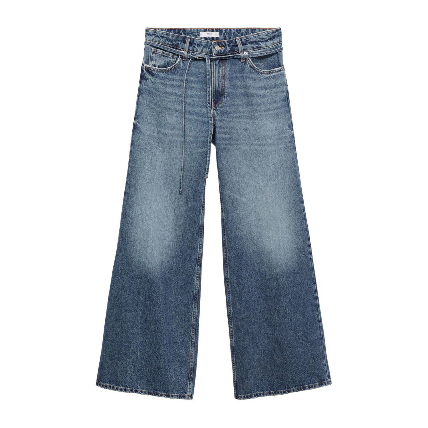 Mango wide leg broek medium blue denim