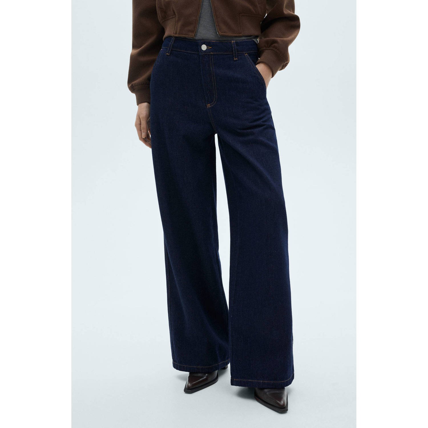 Mango wide leg jeans dark blue denim
