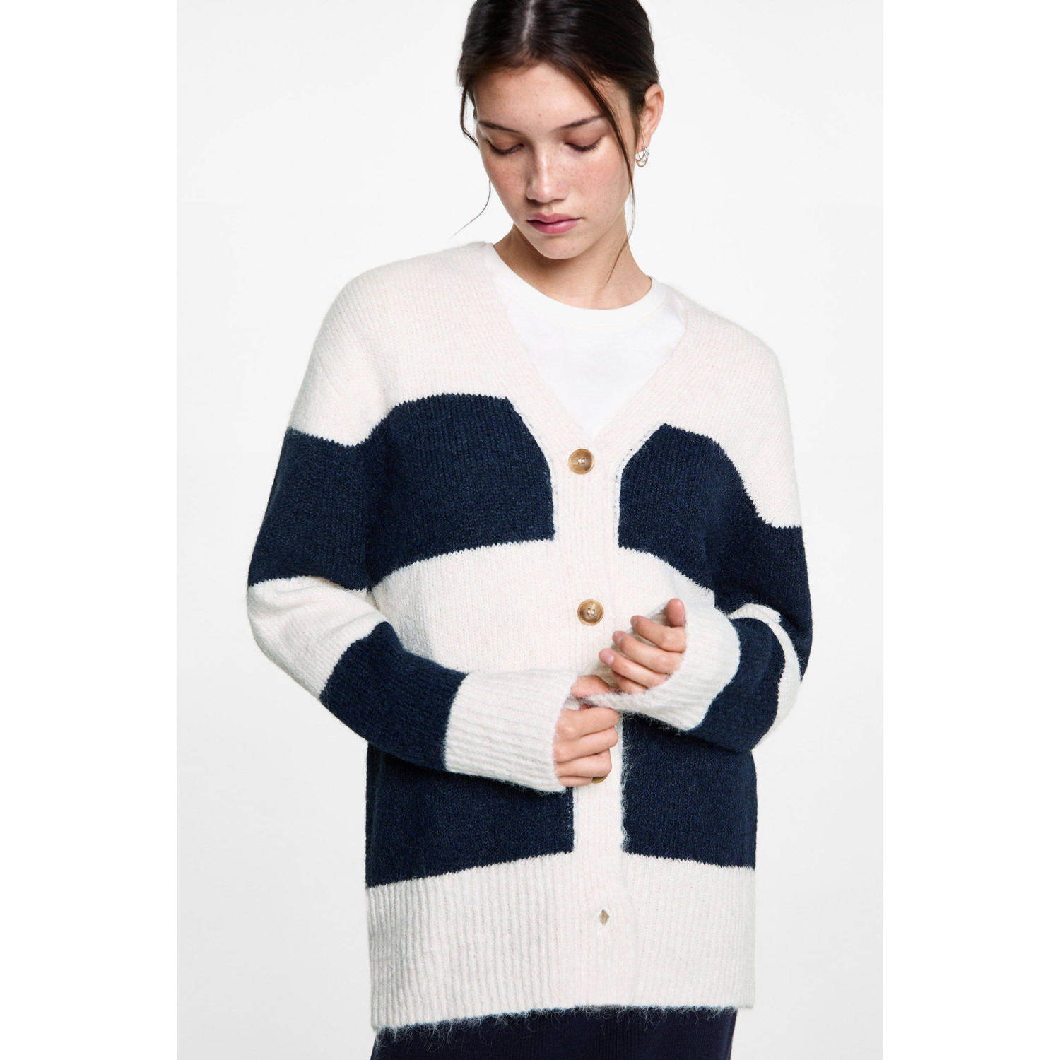 MANGO TEEN gestreept vest marine ecru