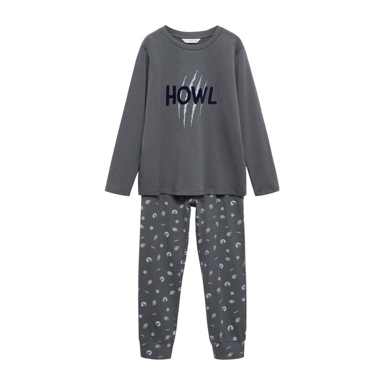 go Kids pyjama met printopdruk antraciet