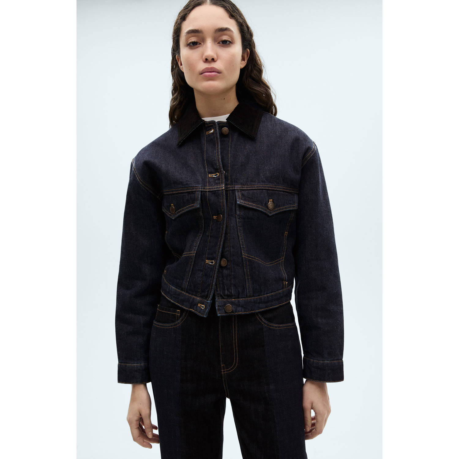 Mango spijkerjas dark blue denim
