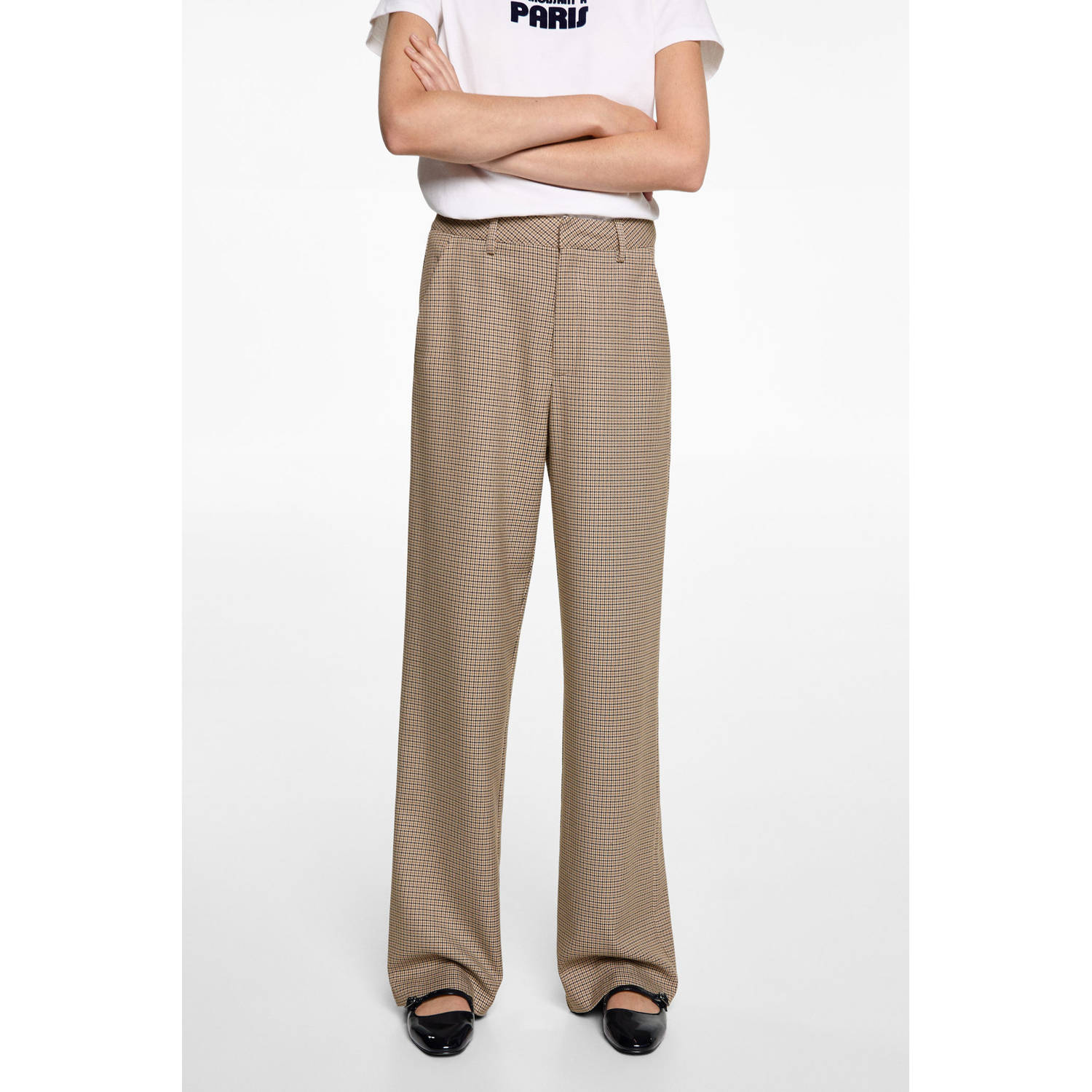 MANGO TEEN straight pantalon beige