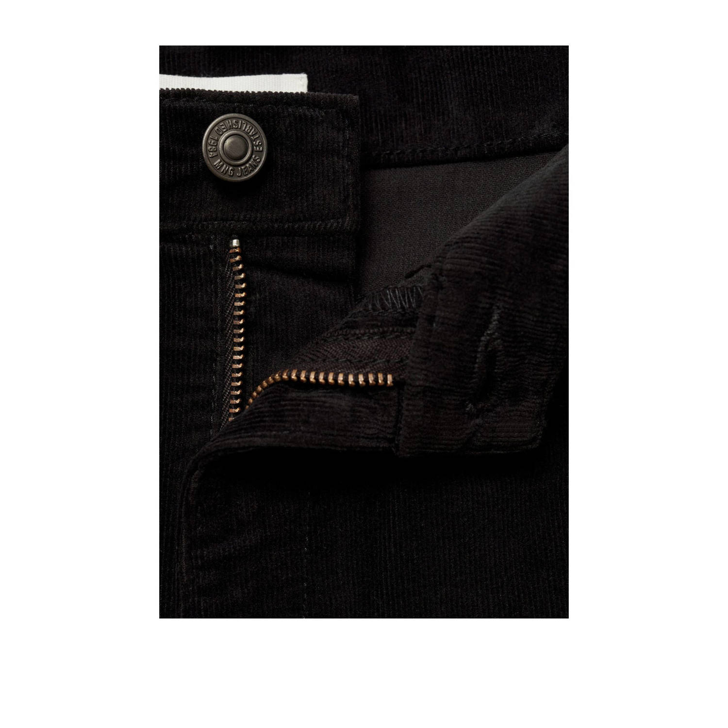 Mango corduroy cropped low waist flared broek zwart