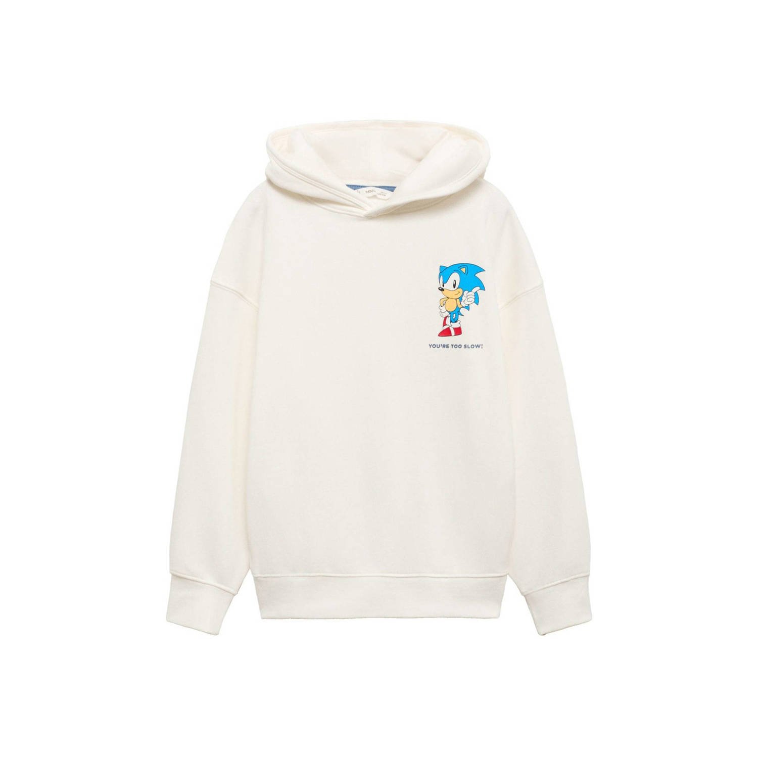 Mango Kids Sonic hoodie met backprint naturel wit