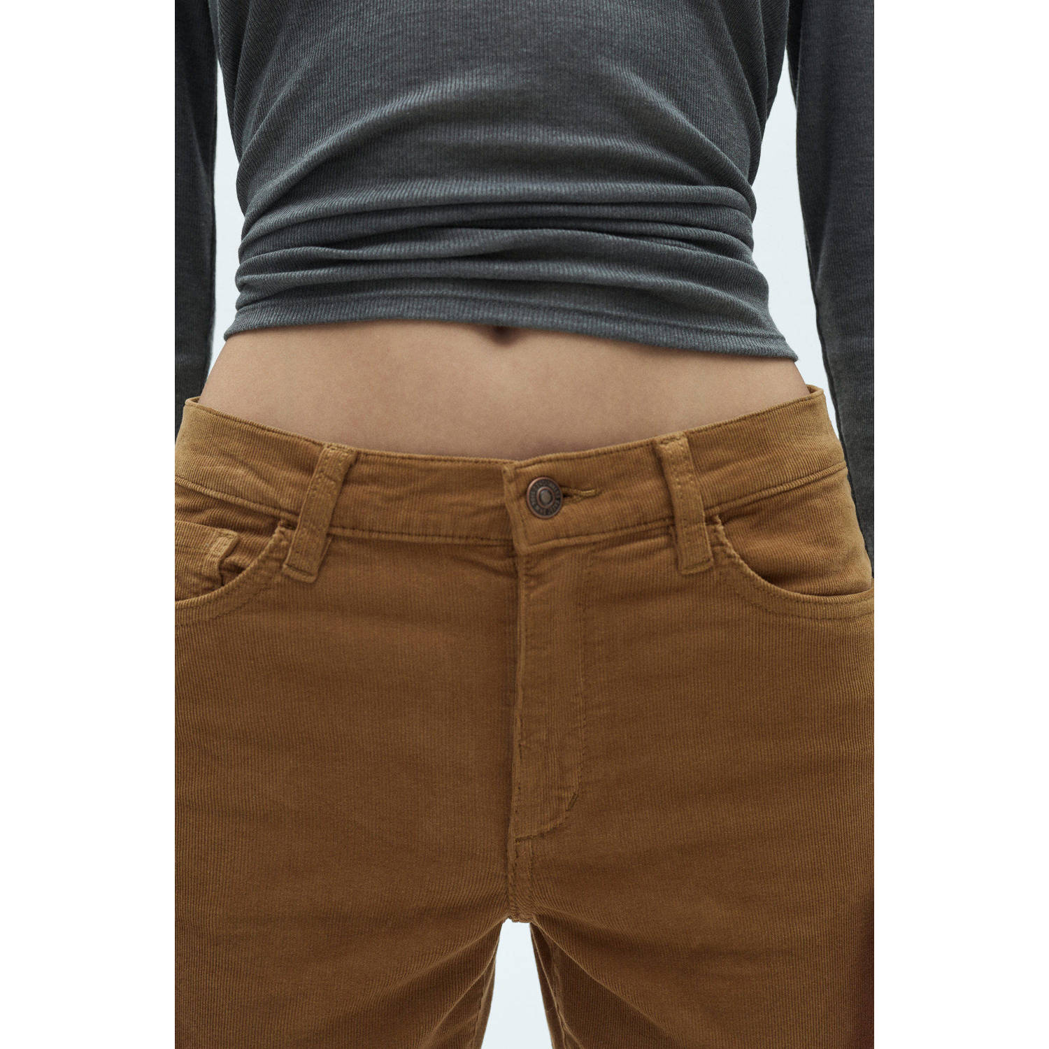 Mango corduroy flared broek bruin